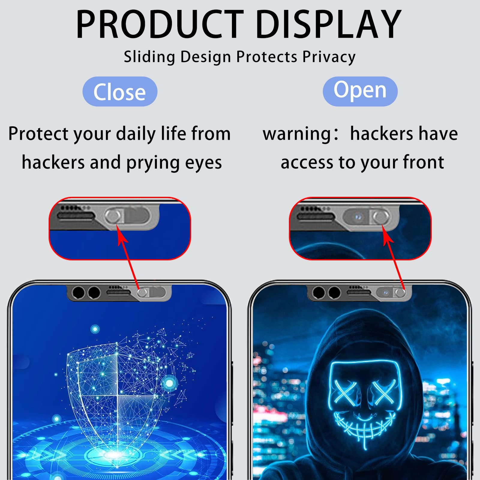Tempered Glass Screen Protector for iPhone 13/13 Pro/14 with Front Camera Privacy Cover - HD Clear, Anti-Spy Protection, Face ID Compatible - 2 Pack - Perfect for Privacy Protection & Daily Use