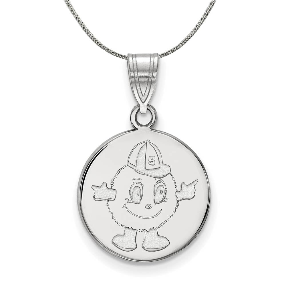 Black Bow Sterling Silver Syracuse University Medium Disc Pendant Necklace - Perfect for Gifts, Graduation & School Spirit Jewelry