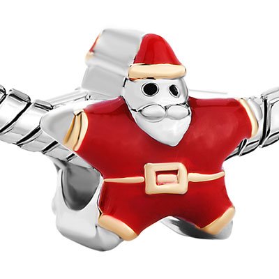 Christmas Santa Claus Red & White Bead Charms for DIY Bracelets - Perfect for Holiday Jewelry Making, Gift Giving & Festive Crafts