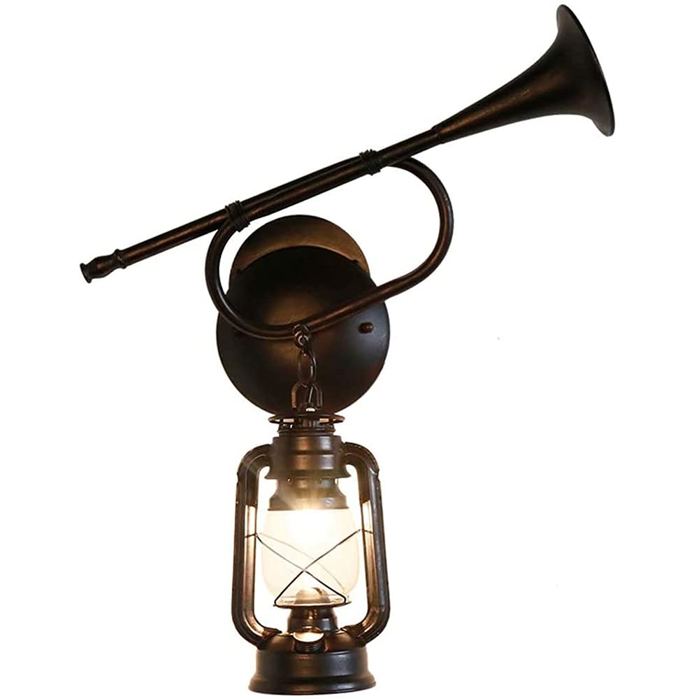 Vintage Black Matte E27 Wrought Iron Kerosene Wall Lamp - Classic Metal Illumination for Restaurant, Bedroom & Corridor Lighting | Indoor/Outdoor Decorative Lantern for Rustic & Industrial Style Homes