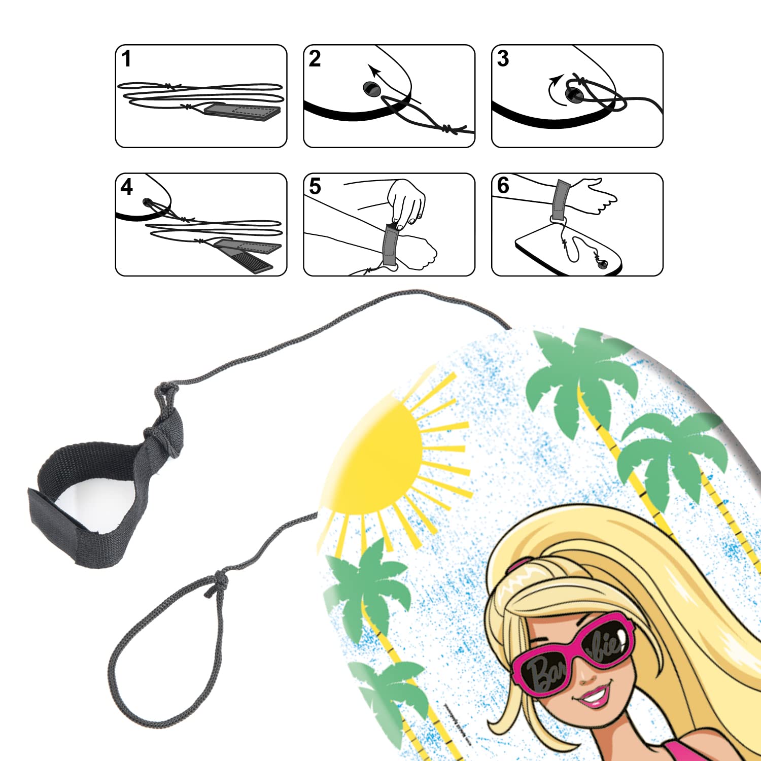 Barbie Body Board Surfboard for Kids - 84cm/33 Inch Inflatable Beach Toy for Girls - Perfect for Pool, Ocean & Summer Water Play