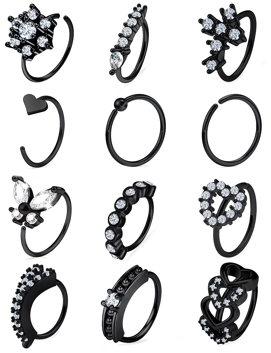Vsnnsns 20G Stainless Steel Hoop Nose Rings - 8mm Cartilage & Septum Piercing Jewelry for Women & Men - Perfect for Daily Wear & Gifting
