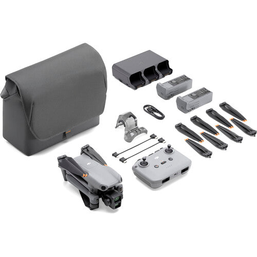 DJI Air 3 Fly More Combo with DJI RC-N2 Remote Controller - 4K Dual Camera Drone with 46-Min Flight Time, Omnidirectional Obstacle Sensing - Perfect for Aerial Photography, Travel Vlogging & Outdoor Adventures