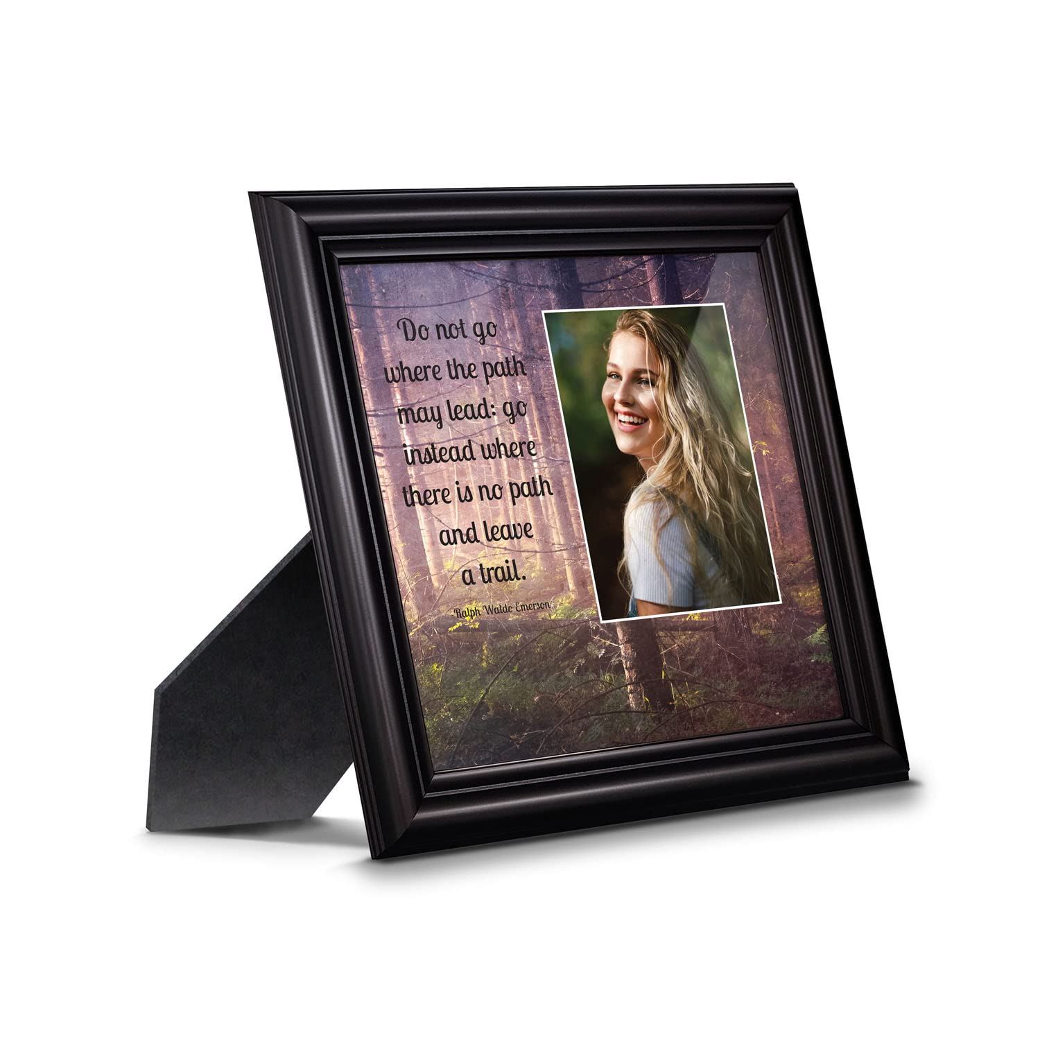 Motivational Wall Art with Emerson Quote - Inspirational Office Decor, Graduation Gifts for Men & Boys - Framed 'Do Not Go Where The Path May Lead' Print - Perfect for Home, Office & Dorm Room Decor (6456B)