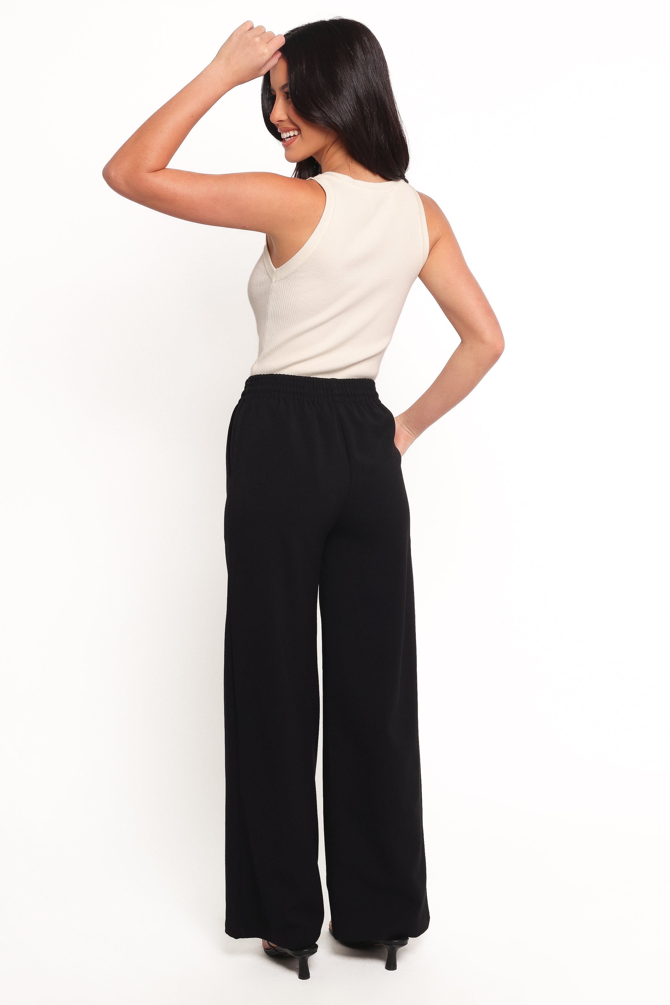 **Cinch Wide Leg Crepe Pants for Women - Black High Waist Flowy Trousers | Comfortable Office Wear & Casual Outfits**