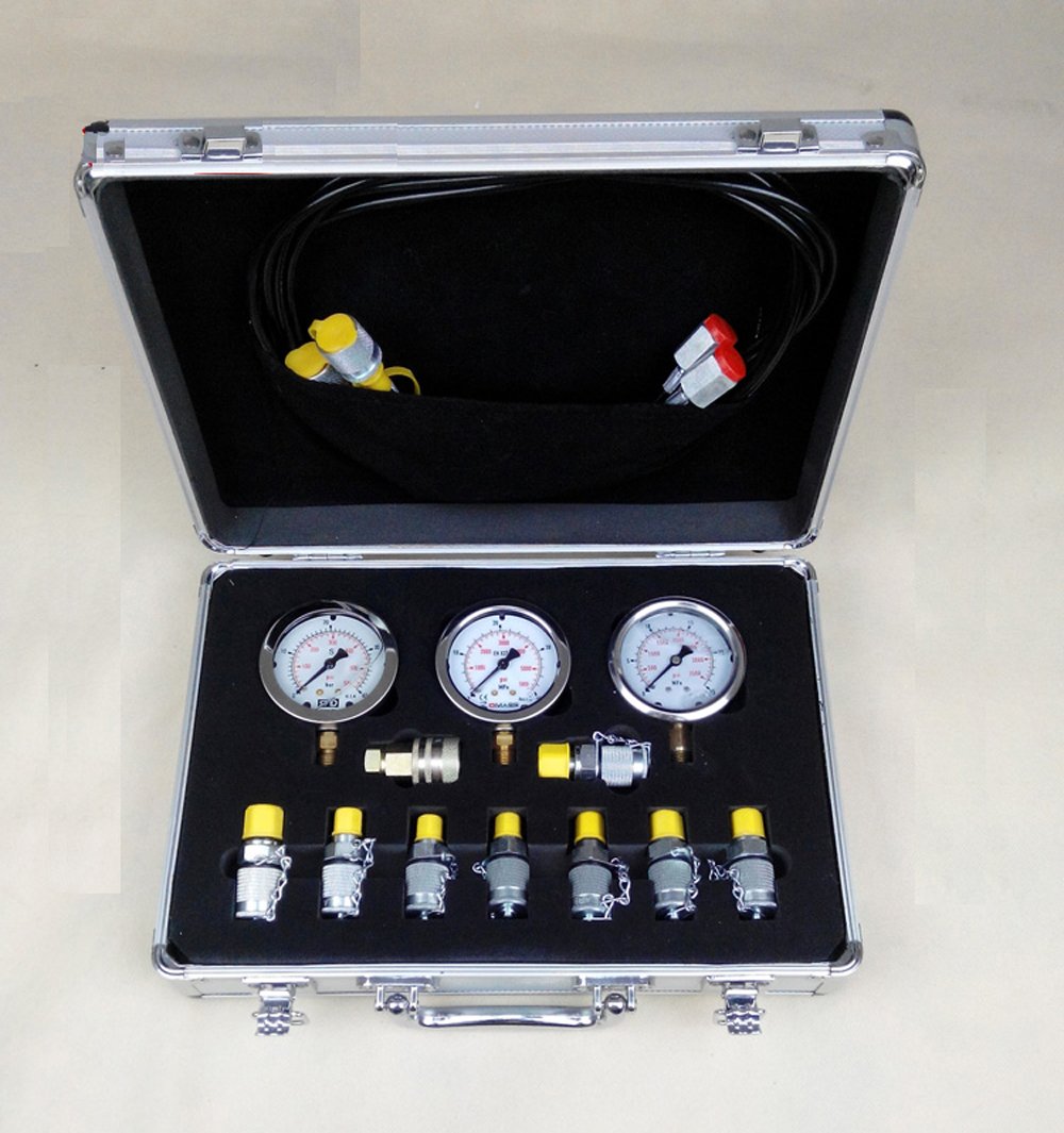 Heavy Duty Excavator Hydraulic Pressure Gauge Tester Kit - Professional Diagnostic Tool for Construction Equipment Maintenance & Repair (Ideal for Field Service, Equipment Inspection, and Hydraulic System Troubleshooting)