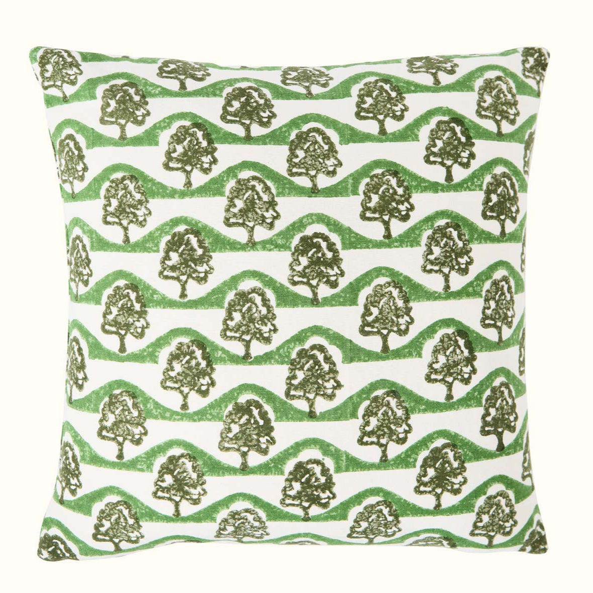 Handmade Block Printed Sycamore Cushion Cover - Olive Green Bohemian Home Decor Pillow Case for Living Room, Bedroom & Outdoor Use