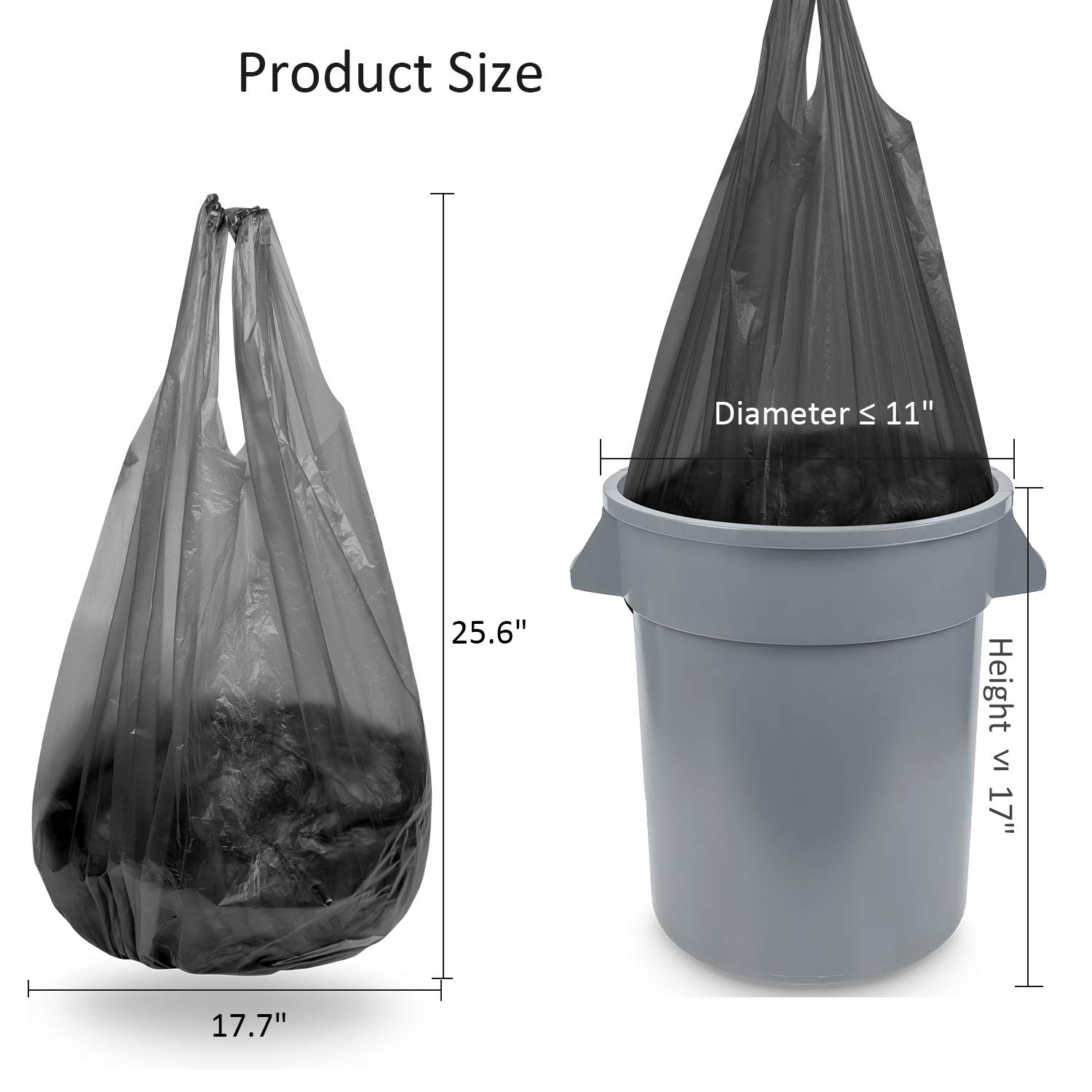 **4 Gallon Small Trash Bags with Handle-Tie - 100 Count (5 Pack) | Leak-Proof Waste Bags for Bathroom, Kitchen, Office, Bedroom & Picnic | Perfect for Small Trash Cans & Daily Disposal**
