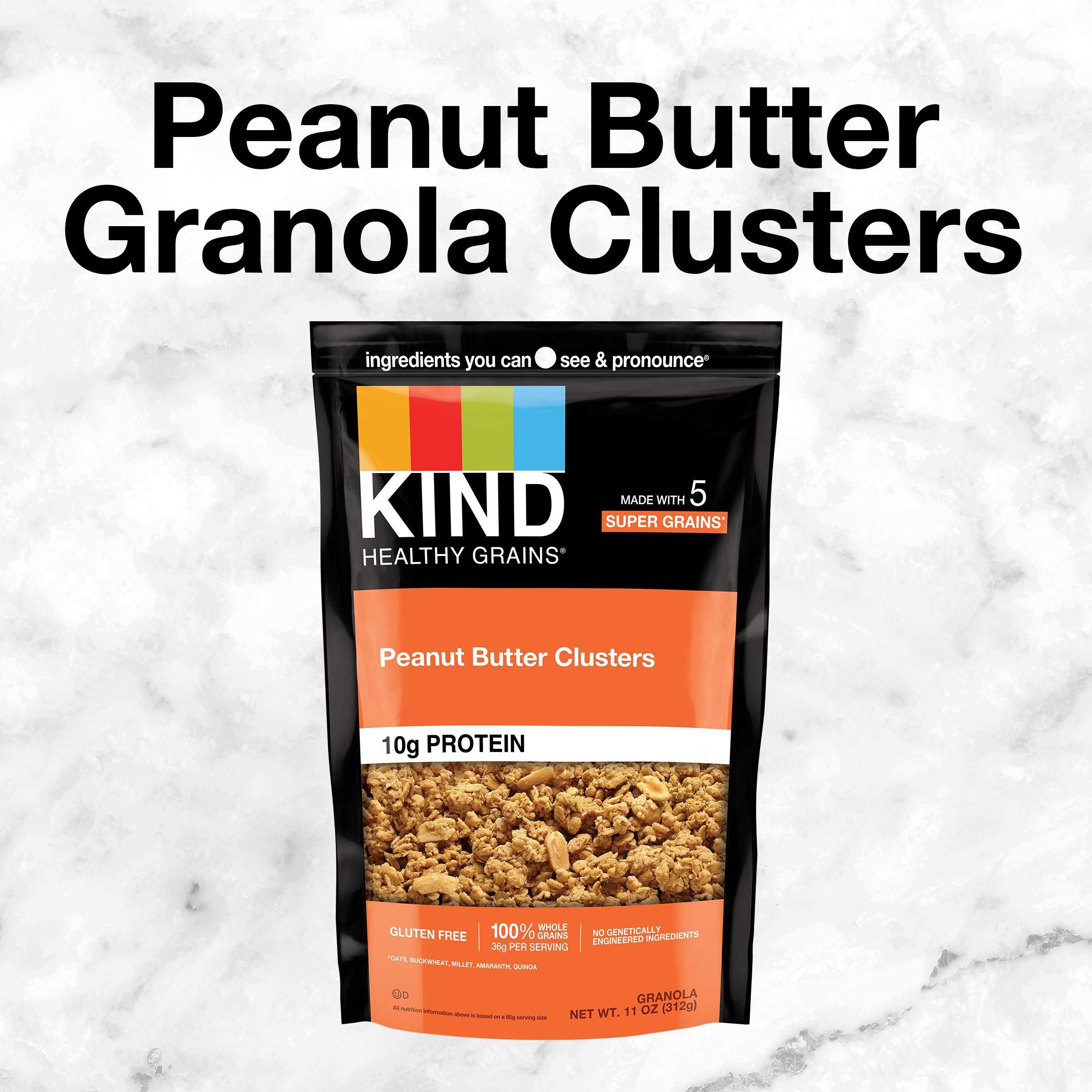 KIND Healthy Grains Peanut Butter Granola Clusters - 11oz (6 Pack) | High Protein (10g) Family Size Snack Mix | Perfect for Breakfast, On-the-Go Snacking & Healthy Office Treats
