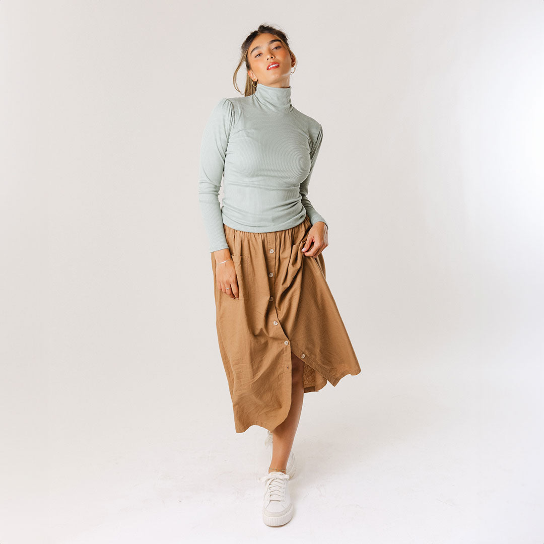 Tessa Women's Long Sleeve T-Shirt in Sage Green - Soft Casual Top for Everyday Wear, Work & Layering