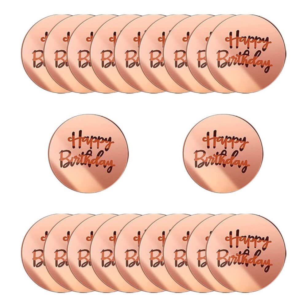 Rose Gold Mirror Acrylic Cupcake Toppers for Baby Showers, Birthday Parties & Anniversaries - DIY Cake Decorations for Special Celebrations (Perfect for Wedding, Bridal Shower & Holiday Dessert Displays)