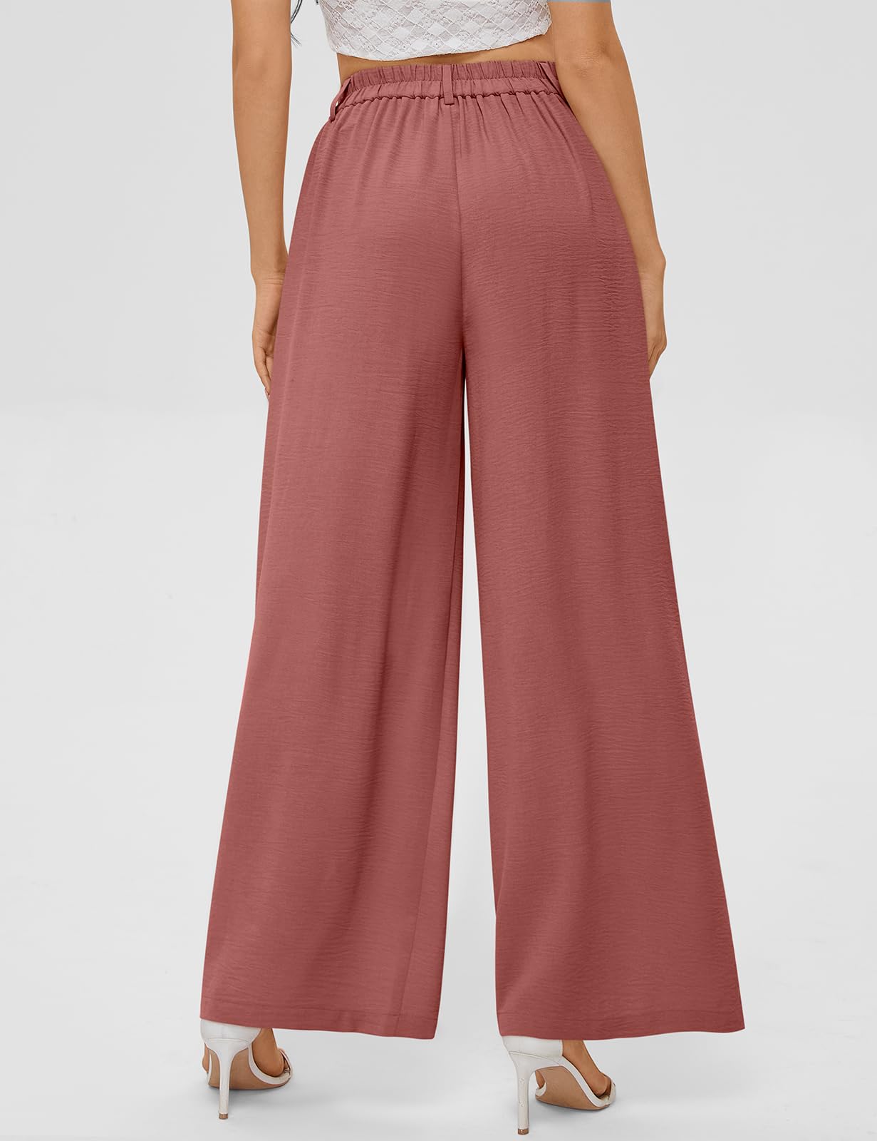 TARSE Women's Wide Leg Dress Pants - High Elastic Waist Back Business Work Trousers - Long Flowy Casual Office Pants for Professional & Comfortable Workwear