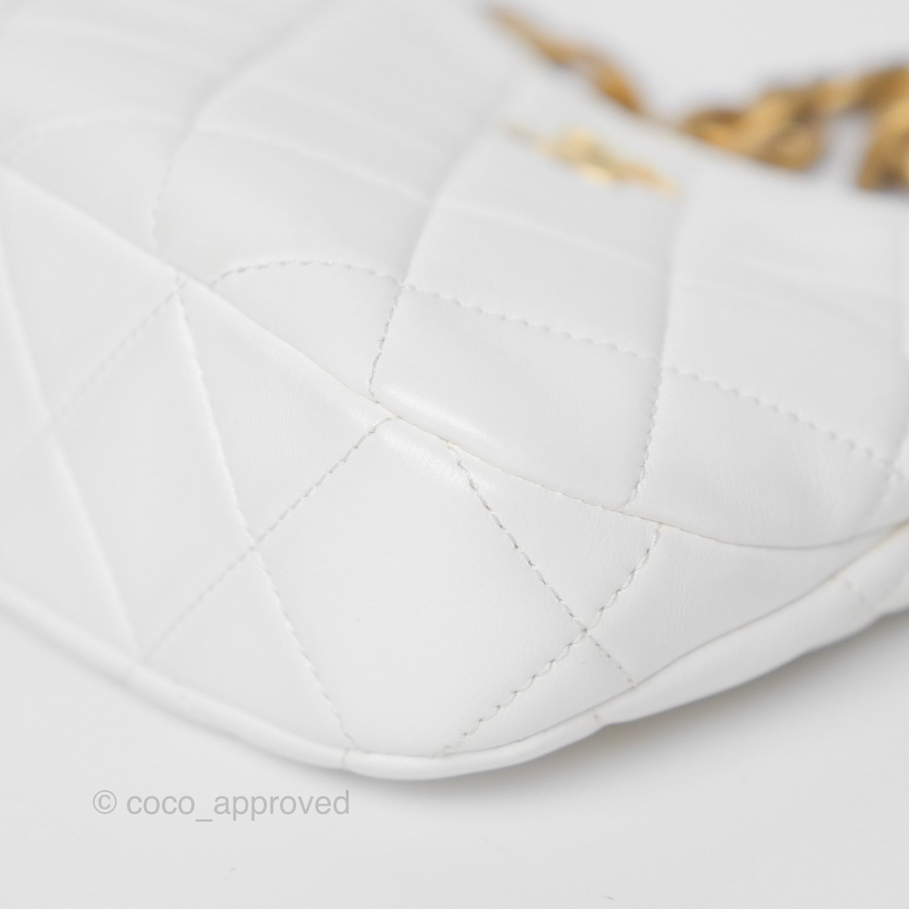 Chanel Quilted Lambskin Chain Hobo Bag in White with Aged Gold Hardware | Luxury Shoulder Bag for Women | Perfect for Parties, Weddings & Everyday Elegance