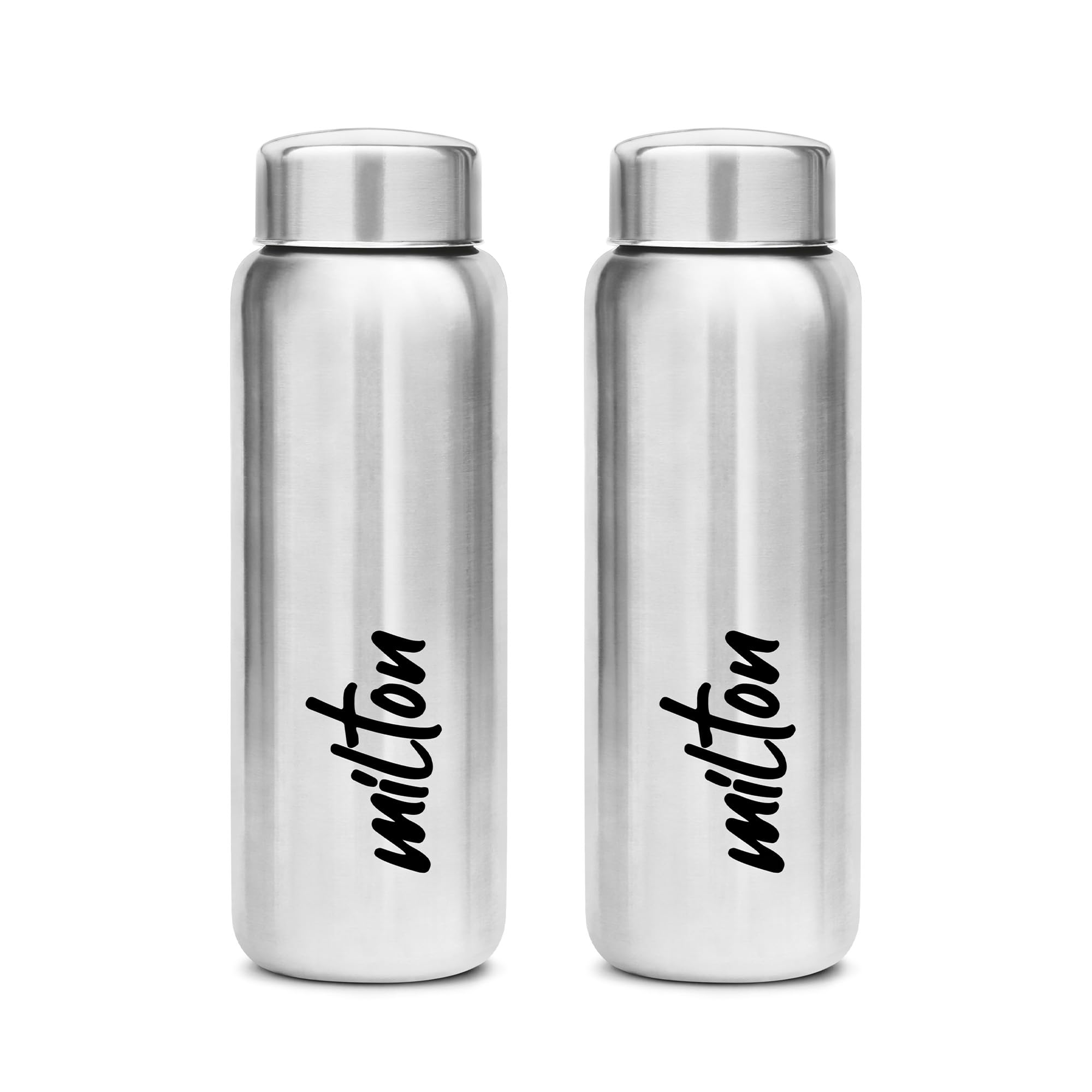 Milton Aqua 750 Stainless Steel Water Bottle Set of 2 (750ml Each) - Silver | 100% Leak Proof | BPA Free | Vacuum Insulated | Perfect for Office, Gym, Hiking, Travel & Outdoor Activities