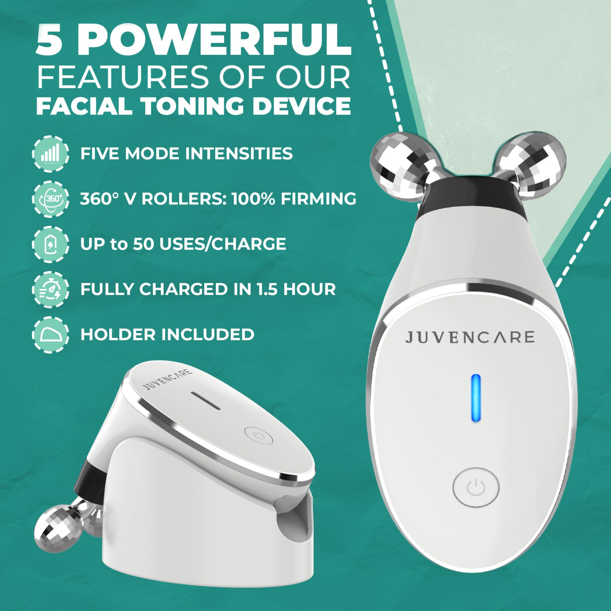 6-in-1 Advanced Microcurrent Facial Device for Anti-Aging & Skin Rejuvenation - White Cream | Professional At-Home Facial Treatment for Wrinkle Reduction & Enhanced Skincare Absorption