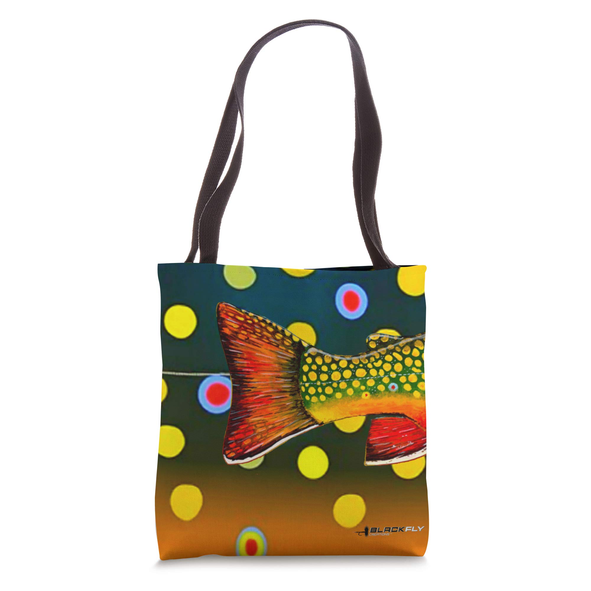 Black Fly Brook Trout Skin Fly Fishing Tote Purse & Gear Bag - Waterproof Fly Fishing Accessories for Women & Men - Perfect for Streamside, Boat Trips & Outdoor Adventures