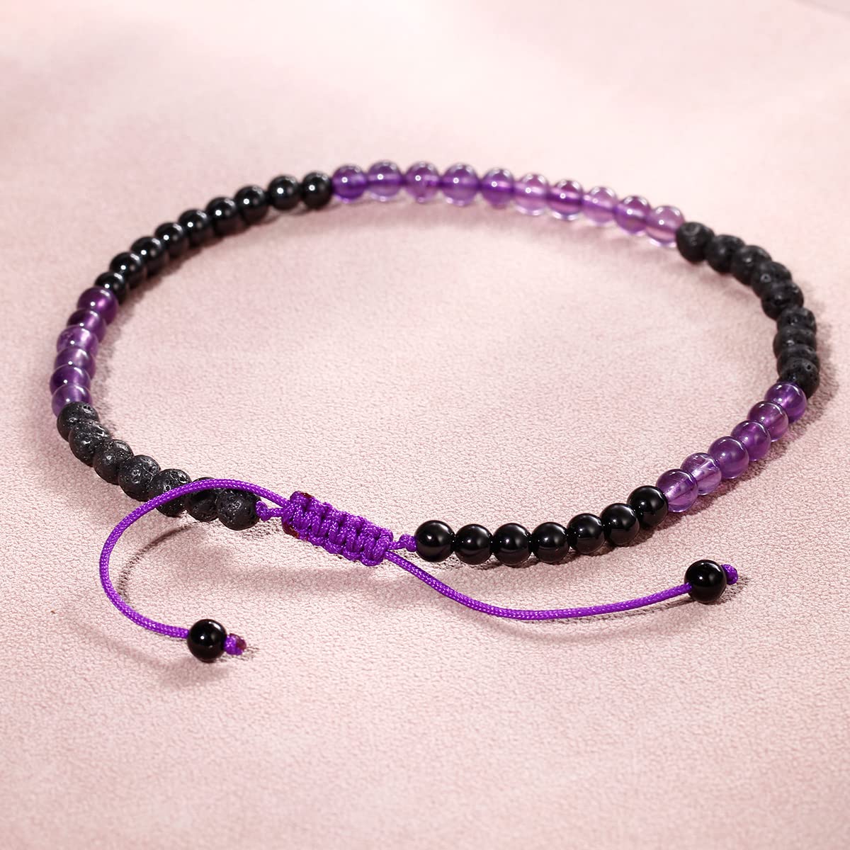 Jewever Women's Anklet Bracelet with Tiger Eye, Lava Rock & Black Obsidian Healing Crystals - Good Luck Gemstone Essential Oil Diffuser Jewelry for Yoga, Meditation & Spiritual Healing
