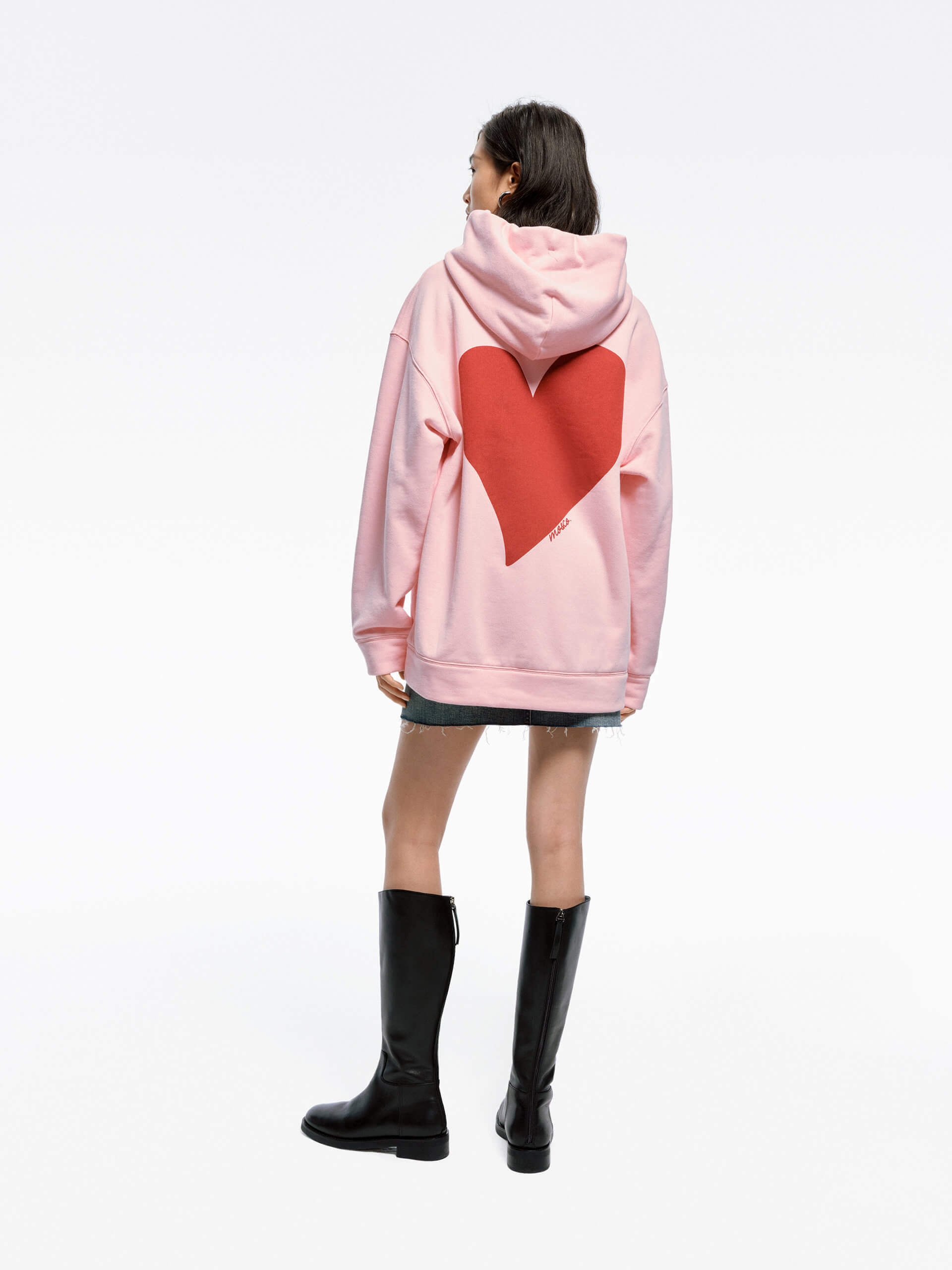 Heart Back Print Sweatshirt for Women - Cozy Pullover Hoodie with Cute Heart Design, Perfect for Casual Outfits, Dates, and Layering in Fall & Winter