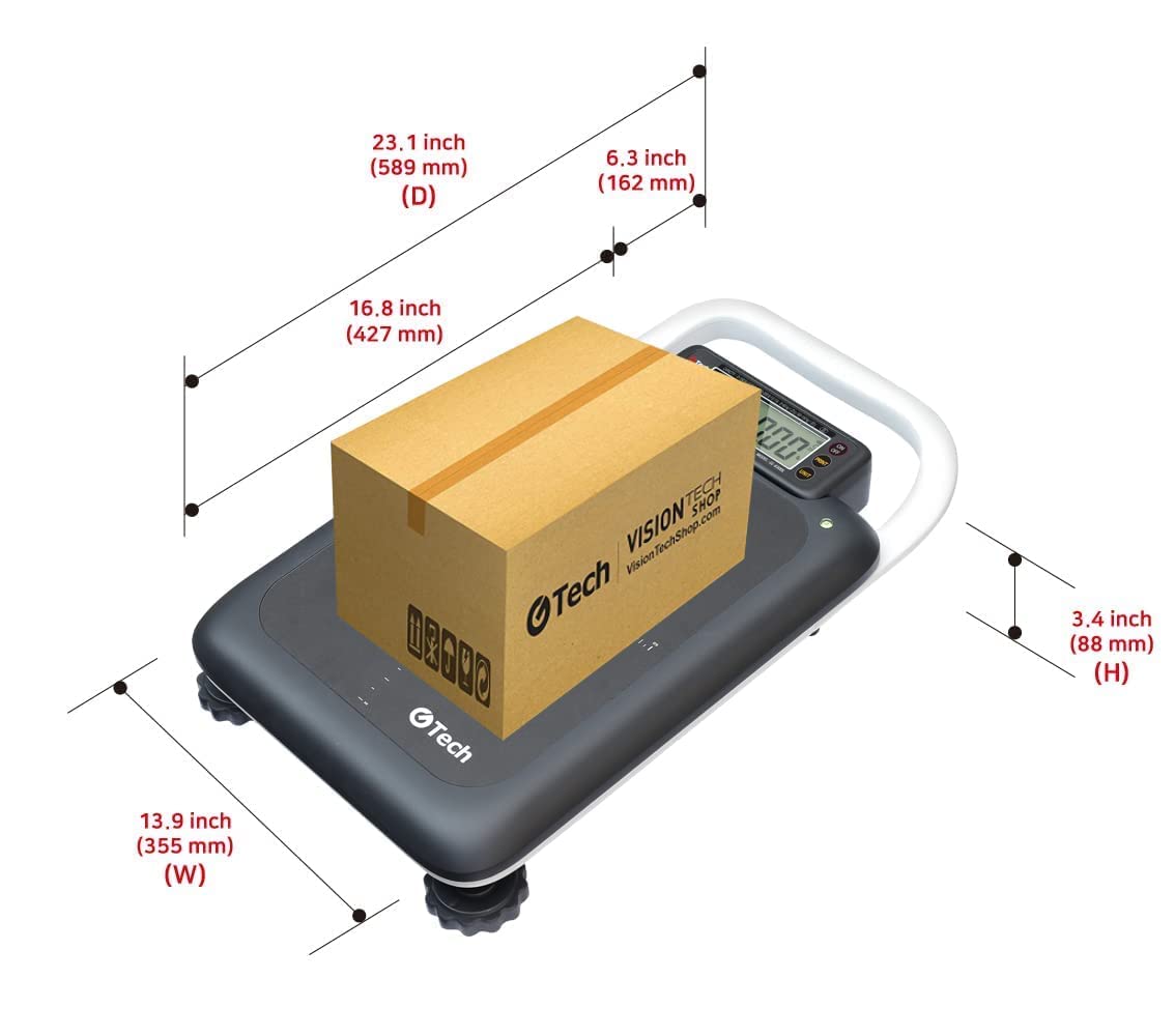 GTech GL-6300L Portable Bench Scale - 300lbs Capacity Digital Scale with Dual Range (0-150x0.05lbs/150-300x0.1lbs), LB/KG Switchable, NTEP Certified for Trade - Perfect for Shipping, Warehouse, Retail & Industrial Use