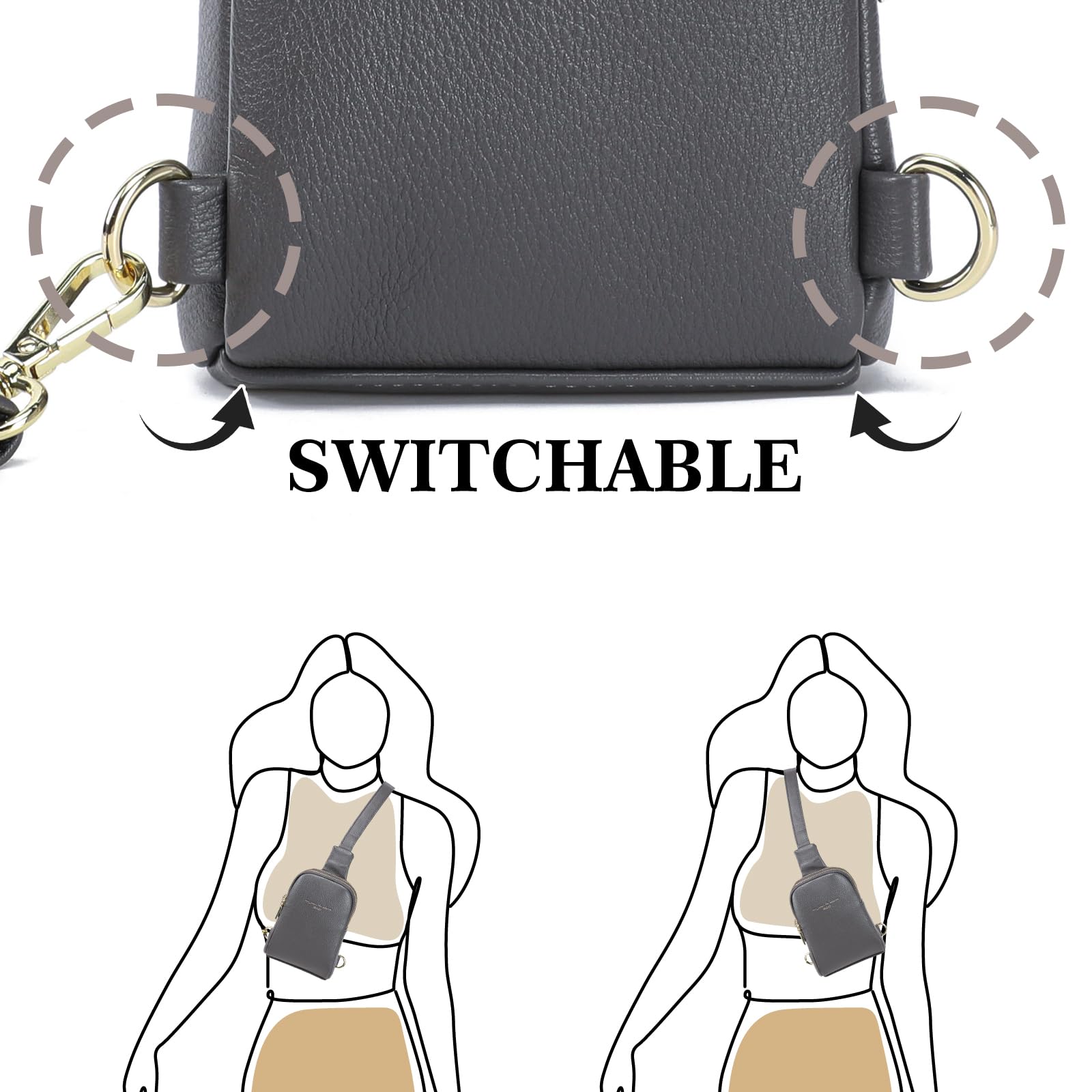 INICAT Genuine Leather Crossbody Bag for Women - Small Travel Sling Bag, Fashionable Fanny Pack Purse - Perfect for Daily Commute, Shopping & Travel Accessories