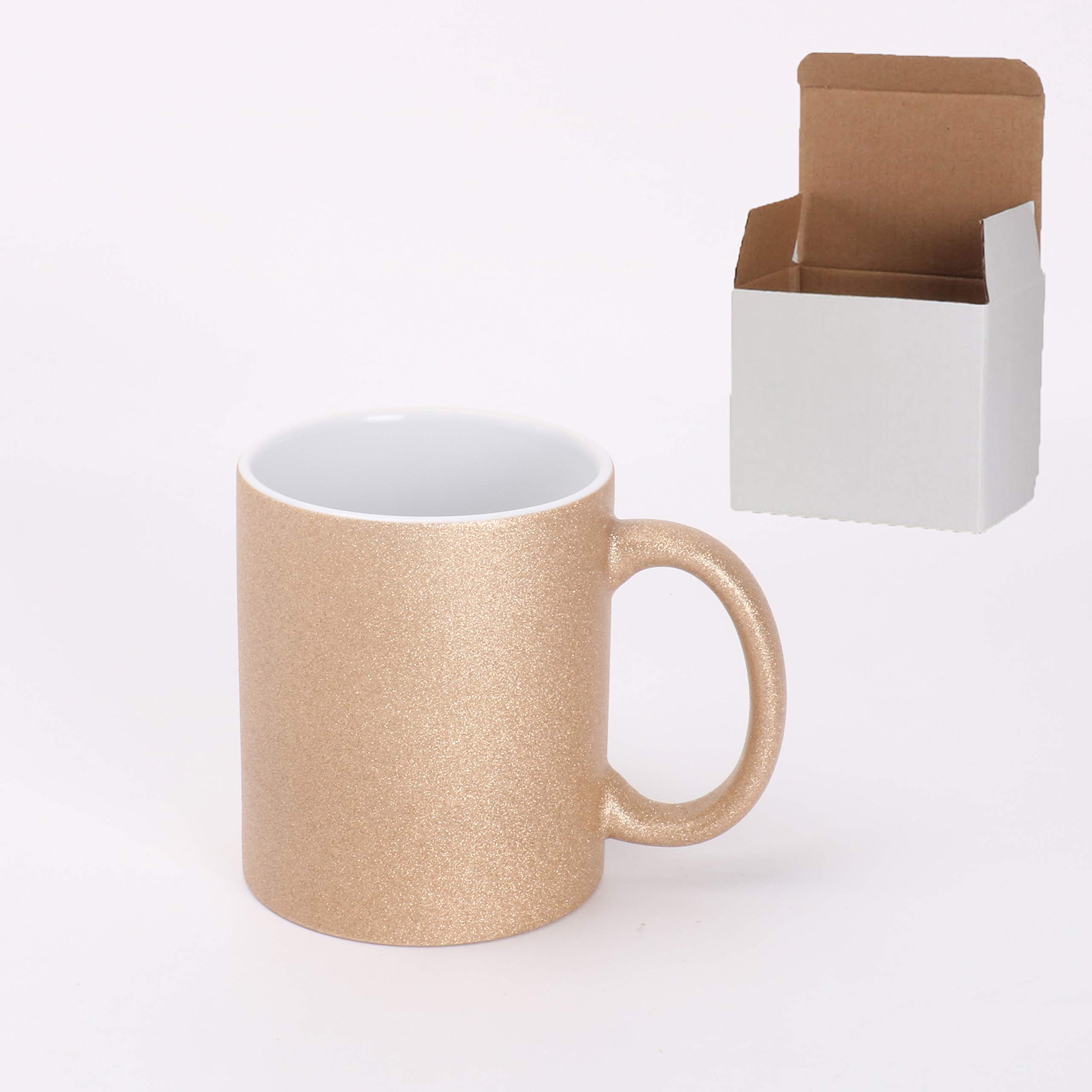 Premium 11oz Ceramic Sublimation Coffee Mug - 6 Glitter Colors (Pack of 36) - White Box Packaging - Perfect for Custom Printing, Gifts & Office Use