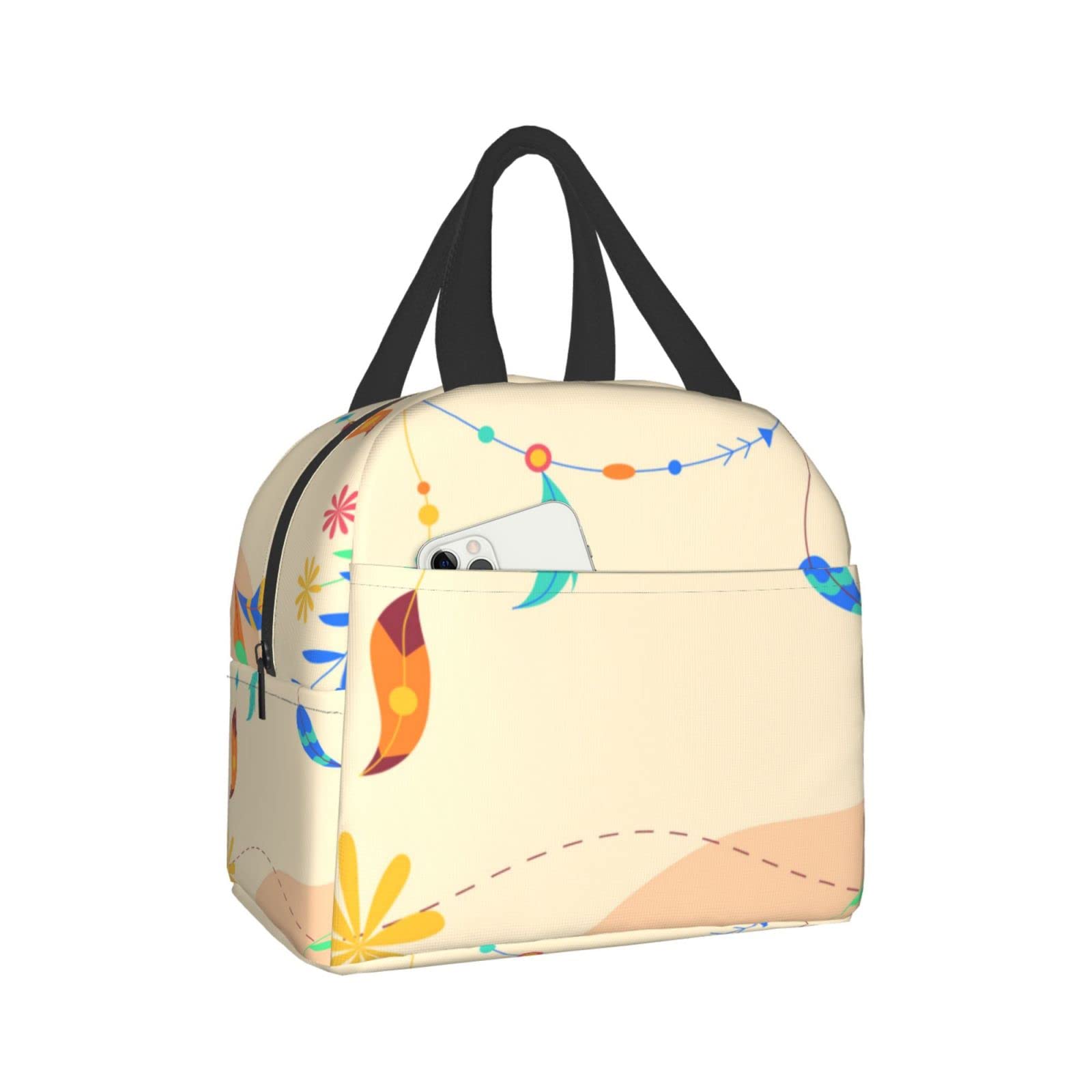 Stylish Insulated Lunch Box for Women & Men - Senheol Aesthetic Boho Reusable Lunch Tote Bag - Perfect for Office, School, Camping, Hiking, Picnic, Beach & Travel - Keeps Food Fresh All Day