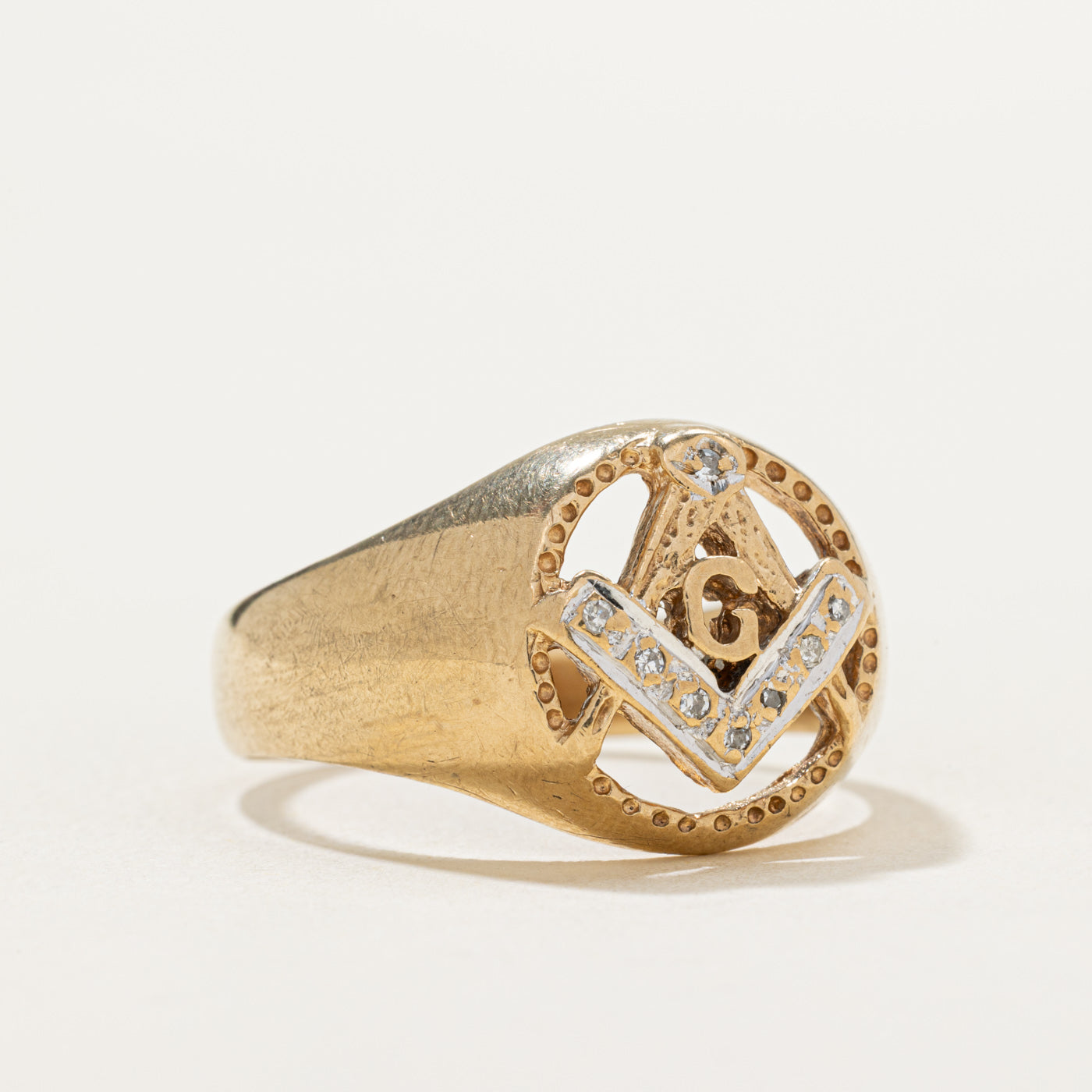 9K Gold 1989 Freemason Ring with 0.03ctw Diamonds - Size 12.5 - Masonic Jewelry for Men, Perfect for Lodge Meetings & Special Occasions