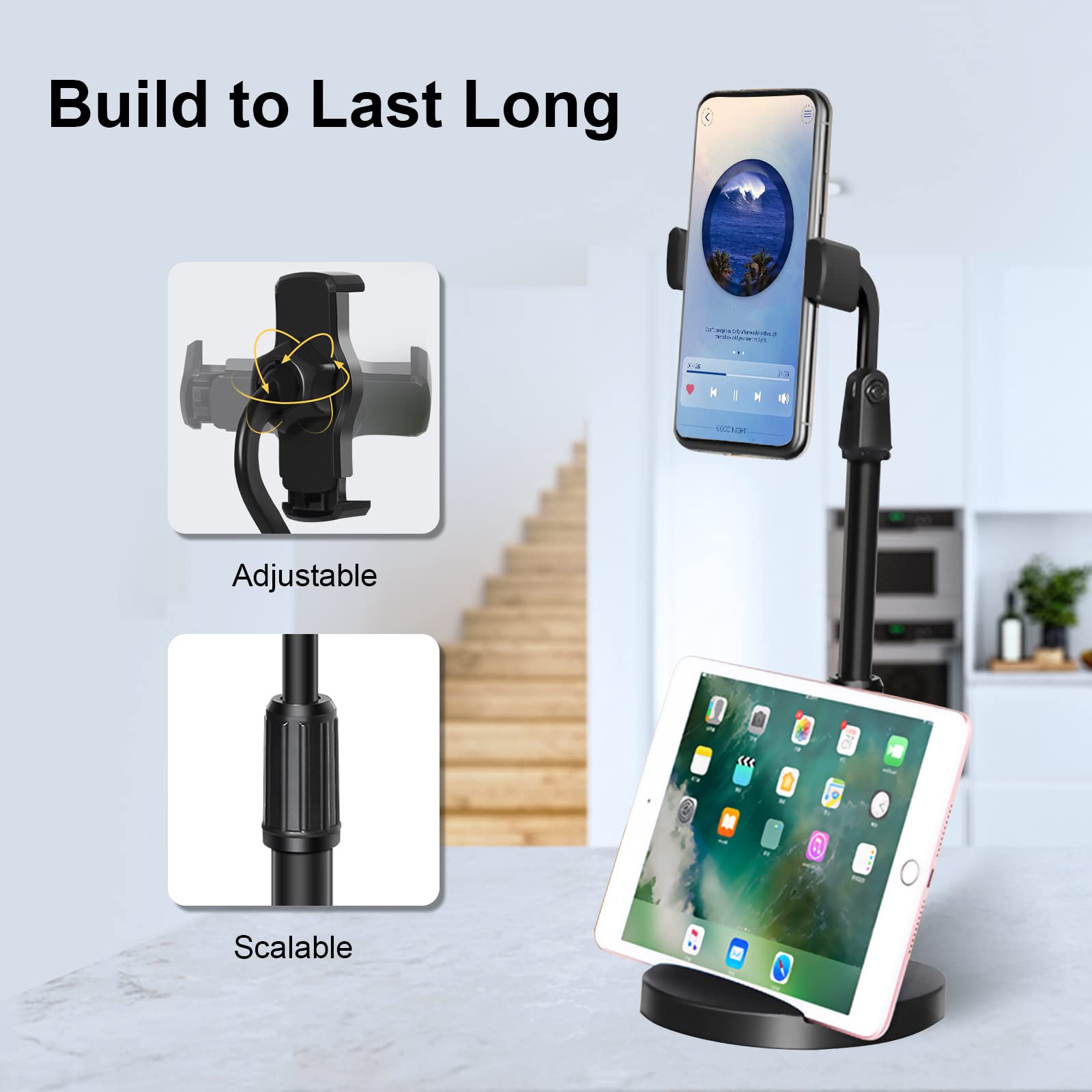 Adjustable Phone Stand & Tablet Holder - 360° Rotatable, Ergonomic Design, Pink - Perfect for Desk, Bed, Office & Travel Use