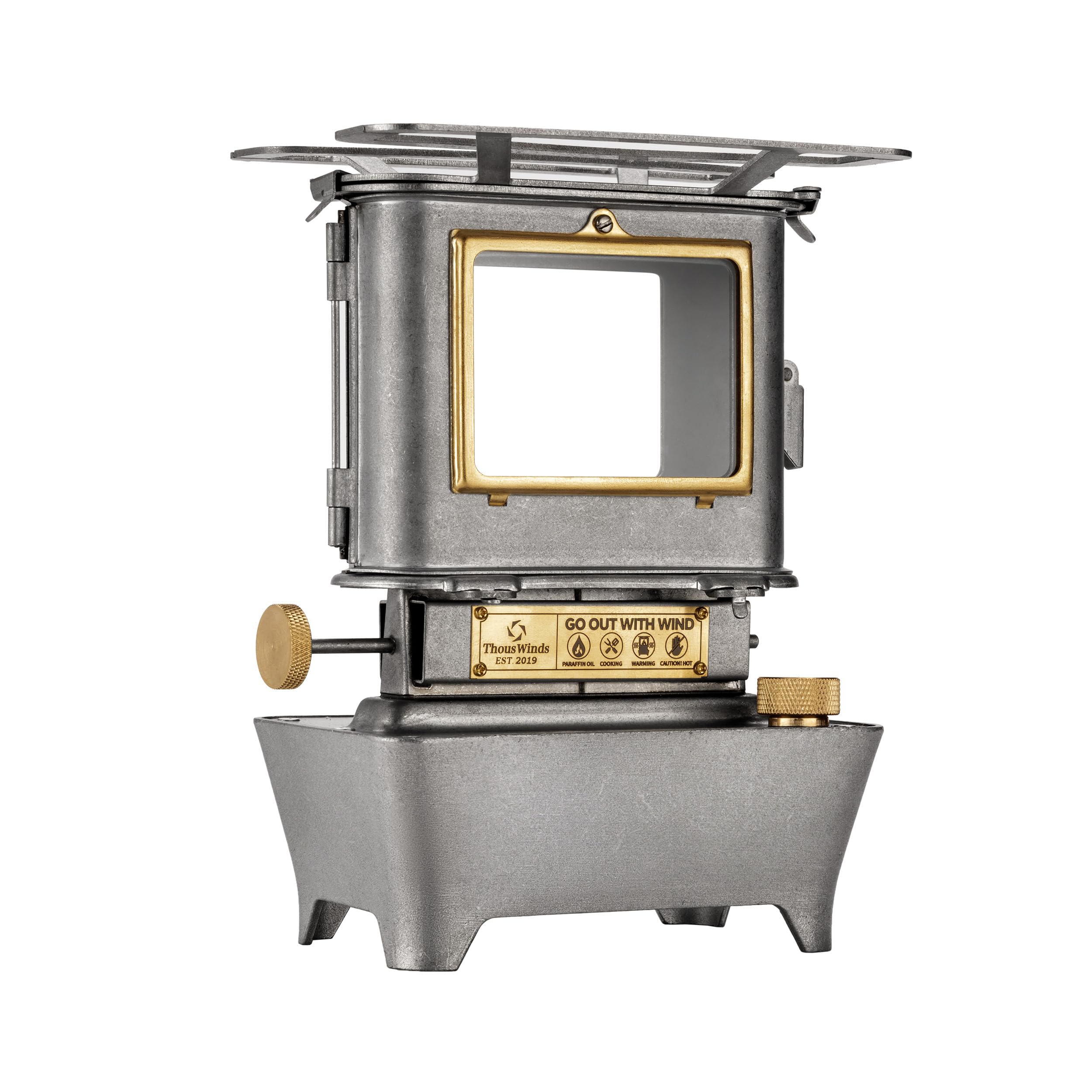 **Portable Camping Oil Lantern & Stove - Stainless Steel Outdoor Cooking, Lighting & Warming Oven - Retro Silver Design for Hiking, Backpacking & Emergency Prep**