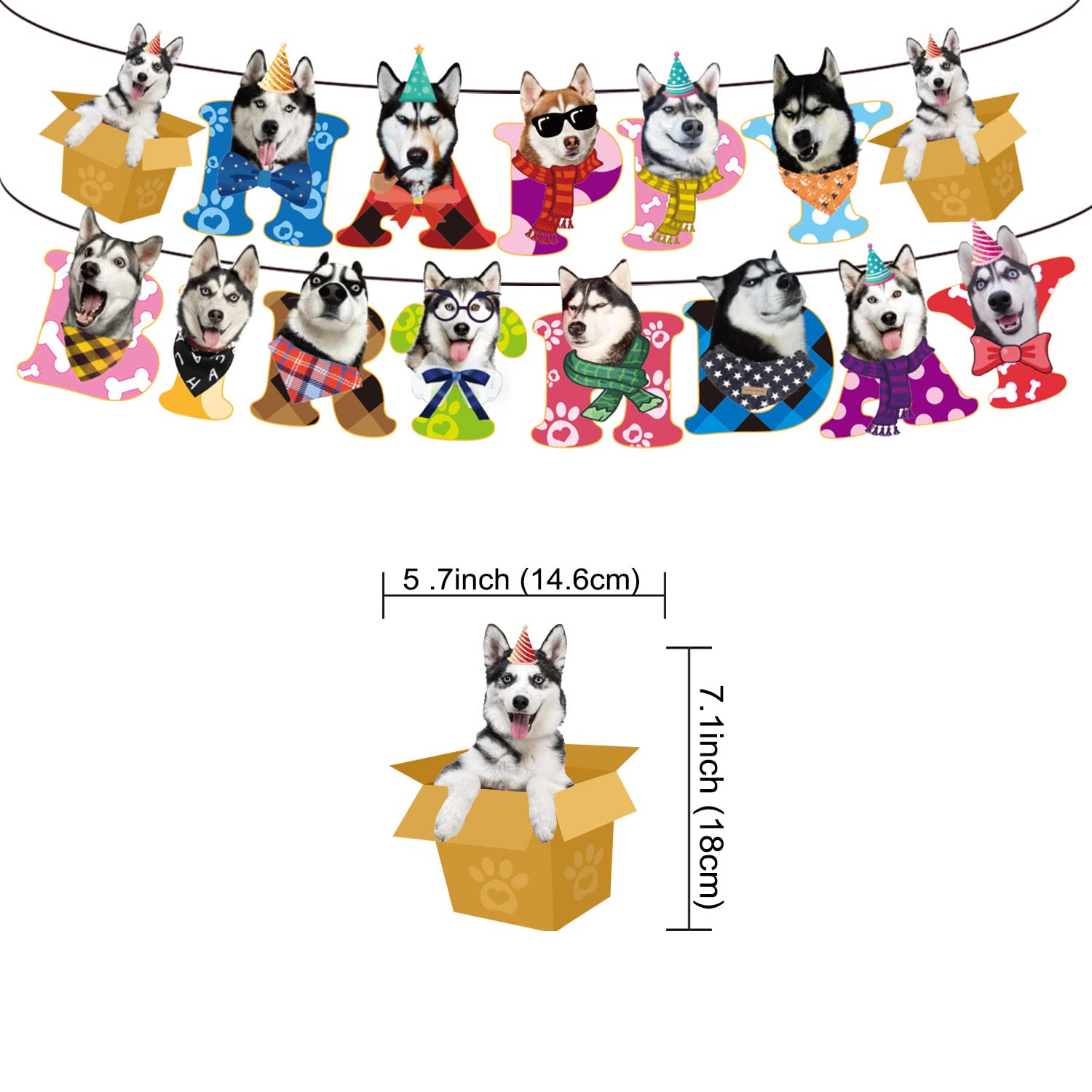 Funny Siberian Husky Birthday Party Decorations Set - Husky Theme Banner, Cake Topper, Balloons & Puppy Party Supplies for Dog Lovers | Perfect for Husky Themed Birthday Celebrations, Dog Adoption Parties & Pet Lover Gatherings