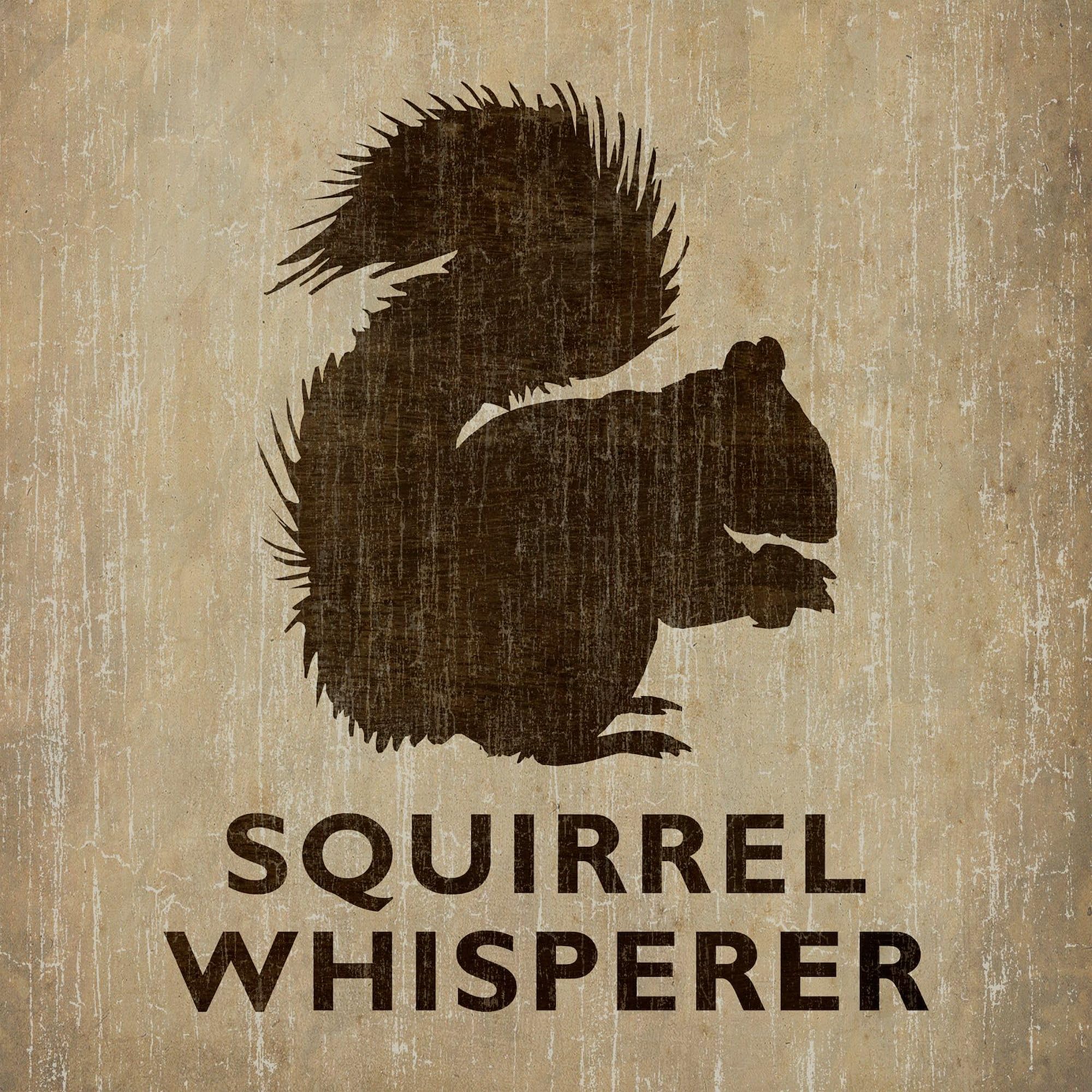 Vintage Squirrel Whisperer 3x3 Inch Square Bumper Sticker - Waterproof Car Decal for Windows, Laptops & Coolers - Funny Animal Lover Gift for Nature Enthusiasts