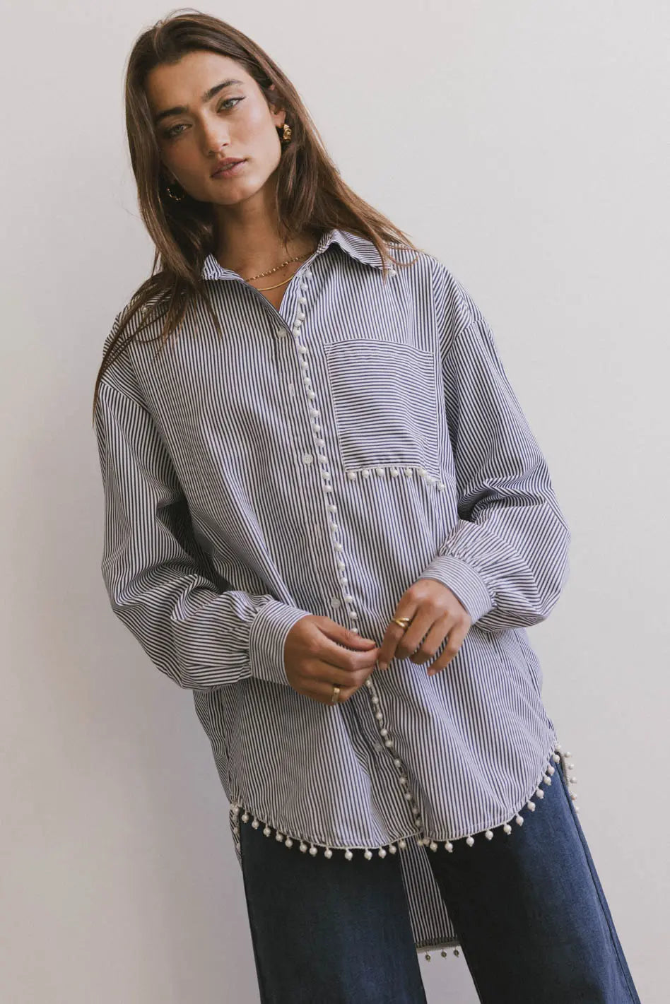 Allison Pearl Button Up Blouse for Women | Elegant & Stylish Top | Perfect for Office, Party & Casual Wear | FINAL SALE