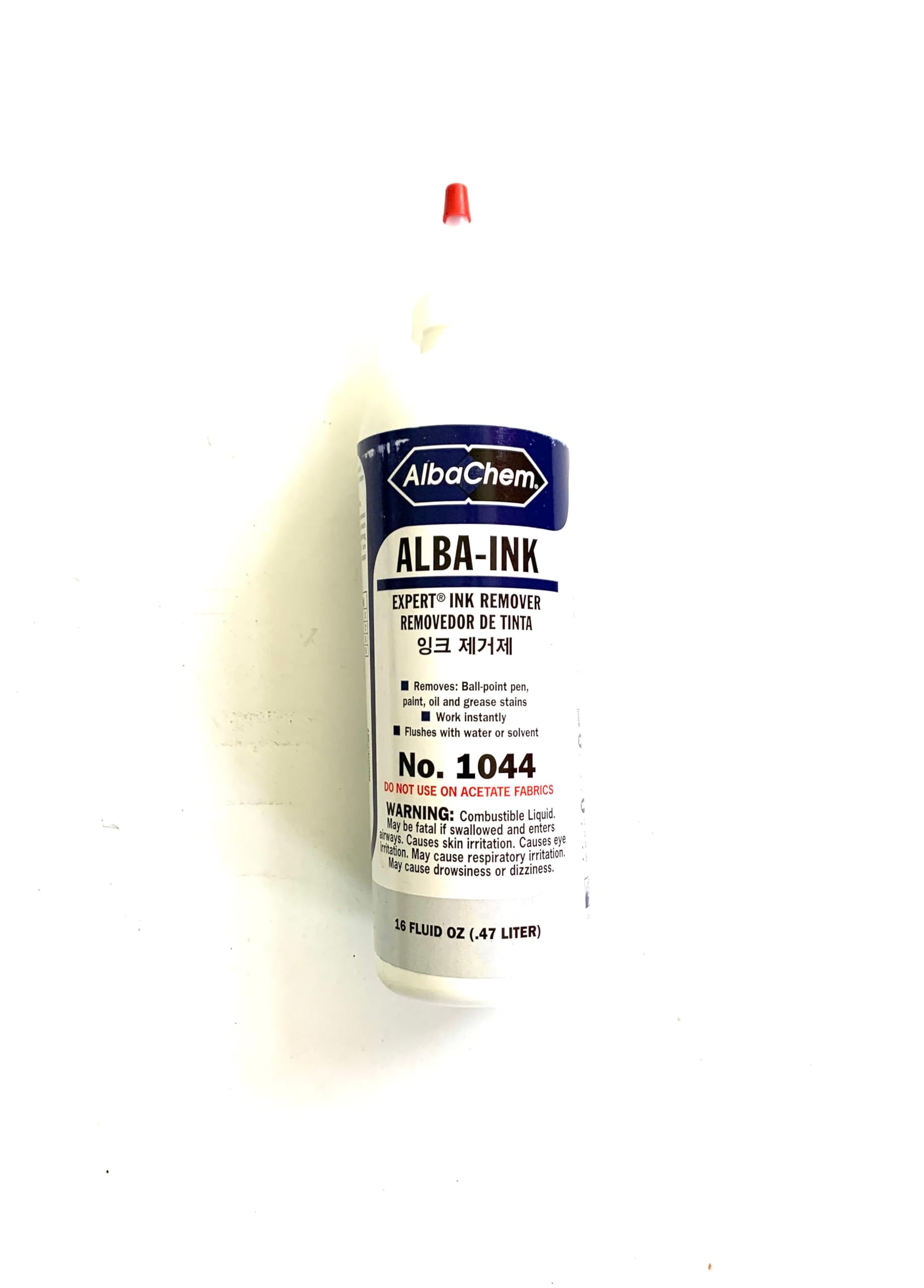 ALBA-Ink Expert Ink Remover No. 1044 - 16 oz (473ml) Stain Remover for Clothes, Fabric & Upholstery - Fast-Acting Ink Stain Cleaner with Applicator Top - Perfect for Home, Office & Laundry Use