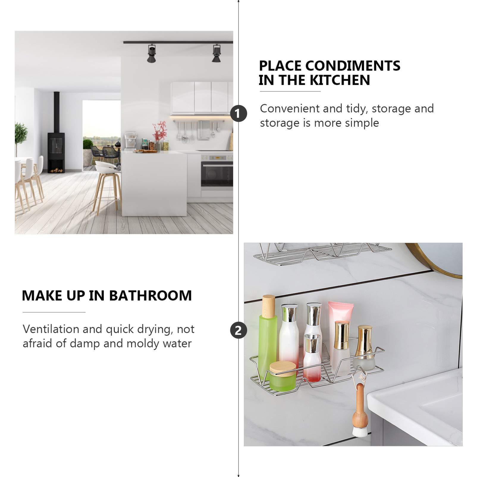 DOITOOL Stainless Steel Wall Mounted Corner Shelf - Space Saving Bathroom & Kitchen Storage Organizer for Spices, Toiletries, and Small Items - Perfect for Small Spaces and Clutter-Free Organization