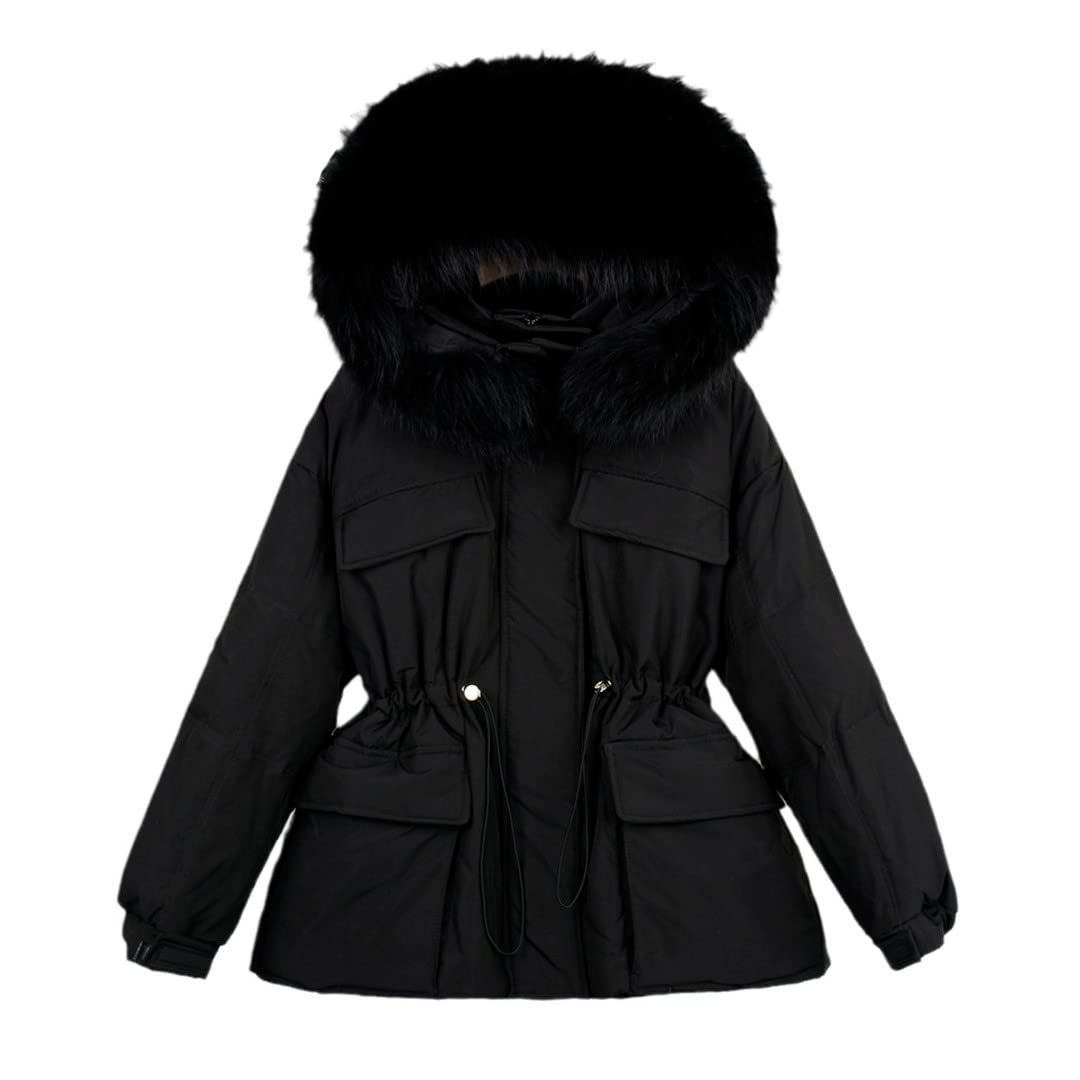 Women's 90% Duck Down Jacket with Fur Collar - Winter Puffer Parka Coat, Short Hooded Feather Down Coat for Women - Perfect for Cold Weather, Snow Activities & Daily Winter Wear