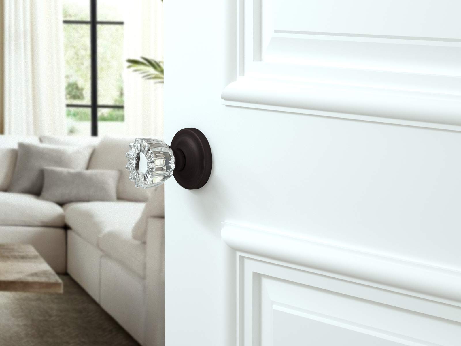 (4 Pack) Vintage Fluted Crystal Door Knobs - Venetian Bronze Round Rosette Cabinet & Drawer Pulls for Bedroom, Bathroom, Closet & Furniture Hardware