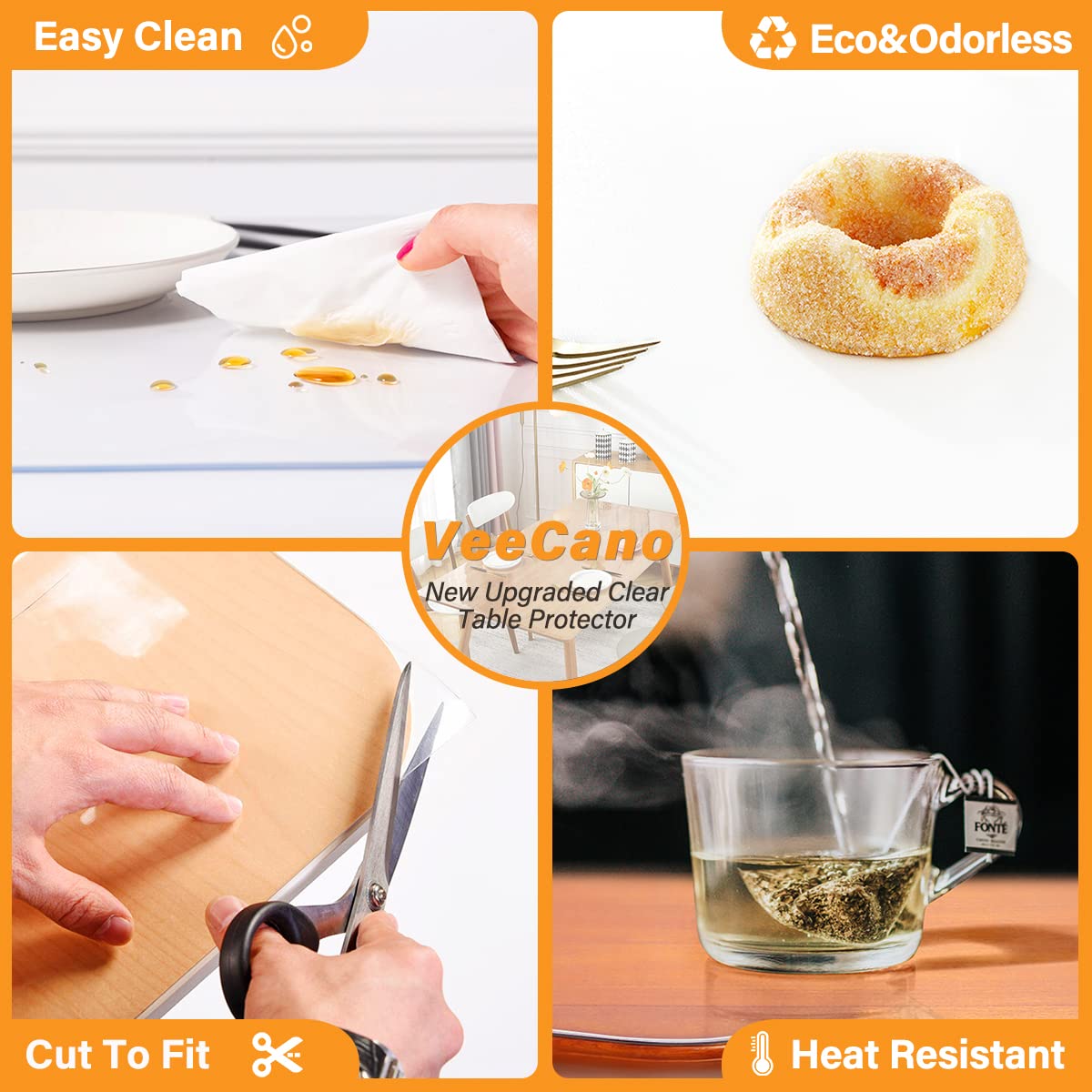 16x36 Inch Clear PVC Desk Protector - 1.5mm Thick Rectangular Vinyl Table Cover for Office, Computer, Writing Desk, Dresser & Nightstand | Waterproof & Scratch-Resistant Workspace Protection