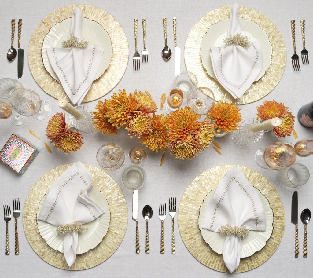 Byzantine Ivory & Gold Placemats Set of 4 - Elegant Table Decor for Dining, Parties & Home Entertaining