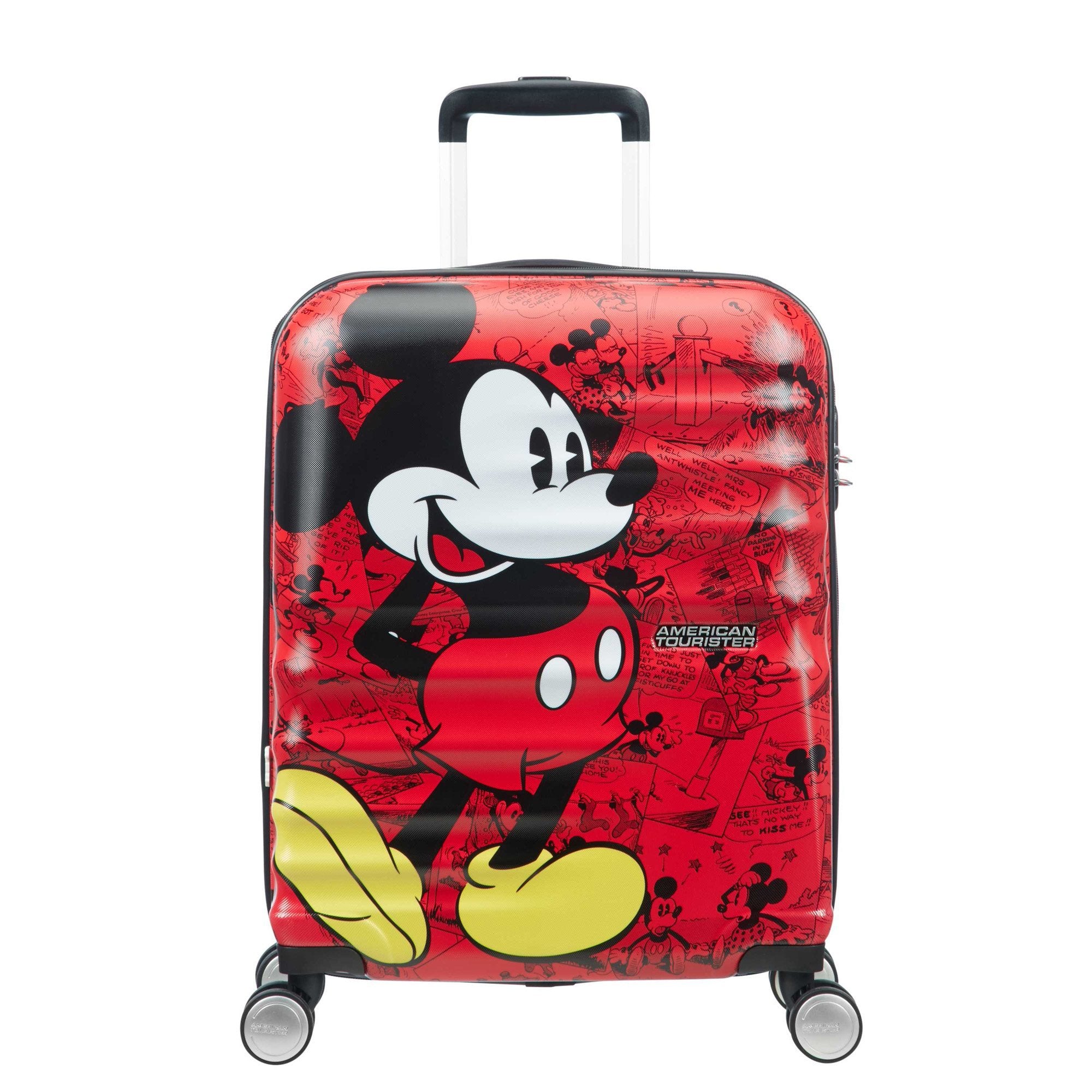 American Tourister Disney Wavebreaker Spinner Carry On Luggage - Mickey Comics Red Suitcase for Travel, Business Trips & Family Vacations
