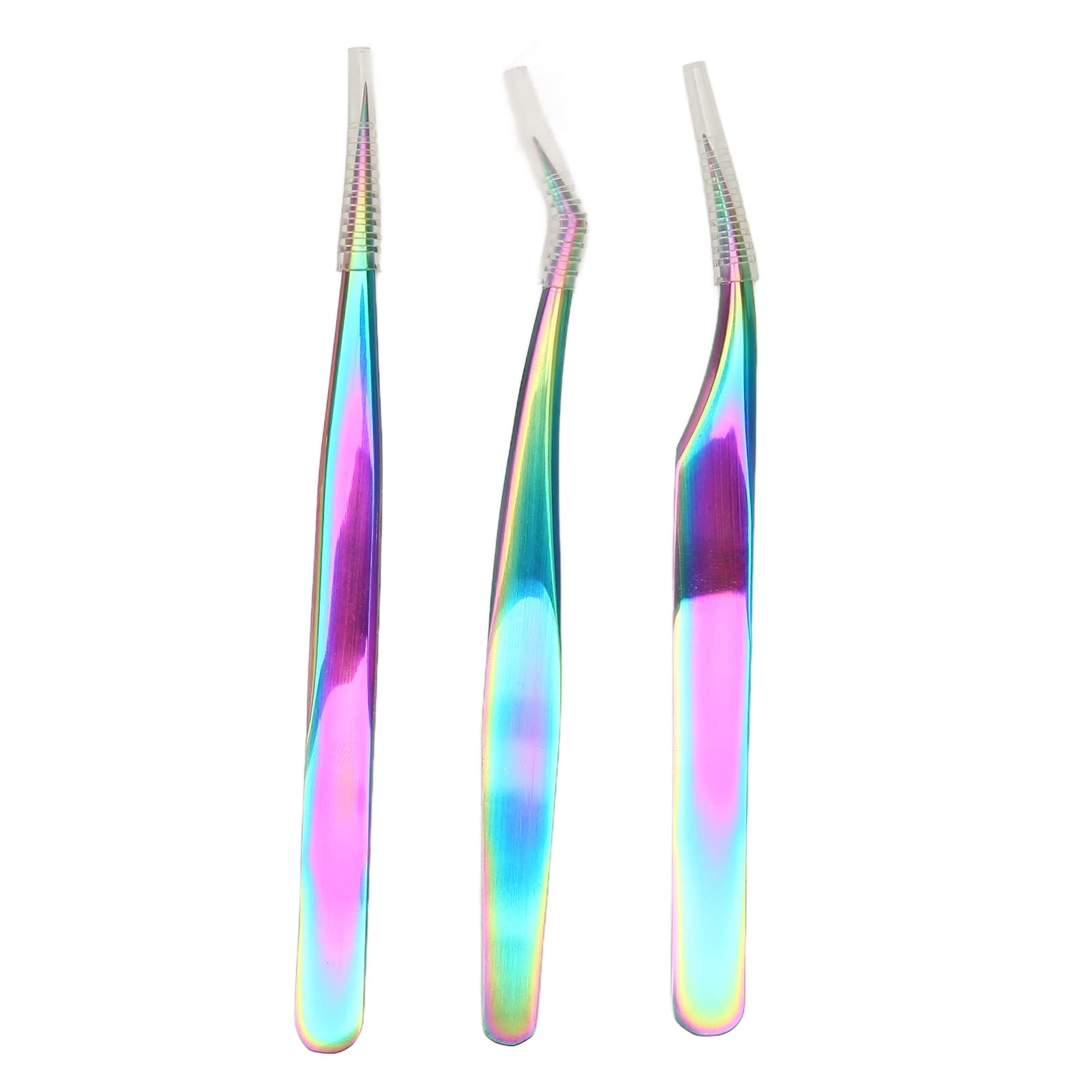 3PC Stainless Steel Tweezers Set - Professional Anti-Corrosion Eyebrow Tweezers for Eyelash Extensions & Blackhead Removal | Perfect for Salon, Home Grooming & Beauty Care
