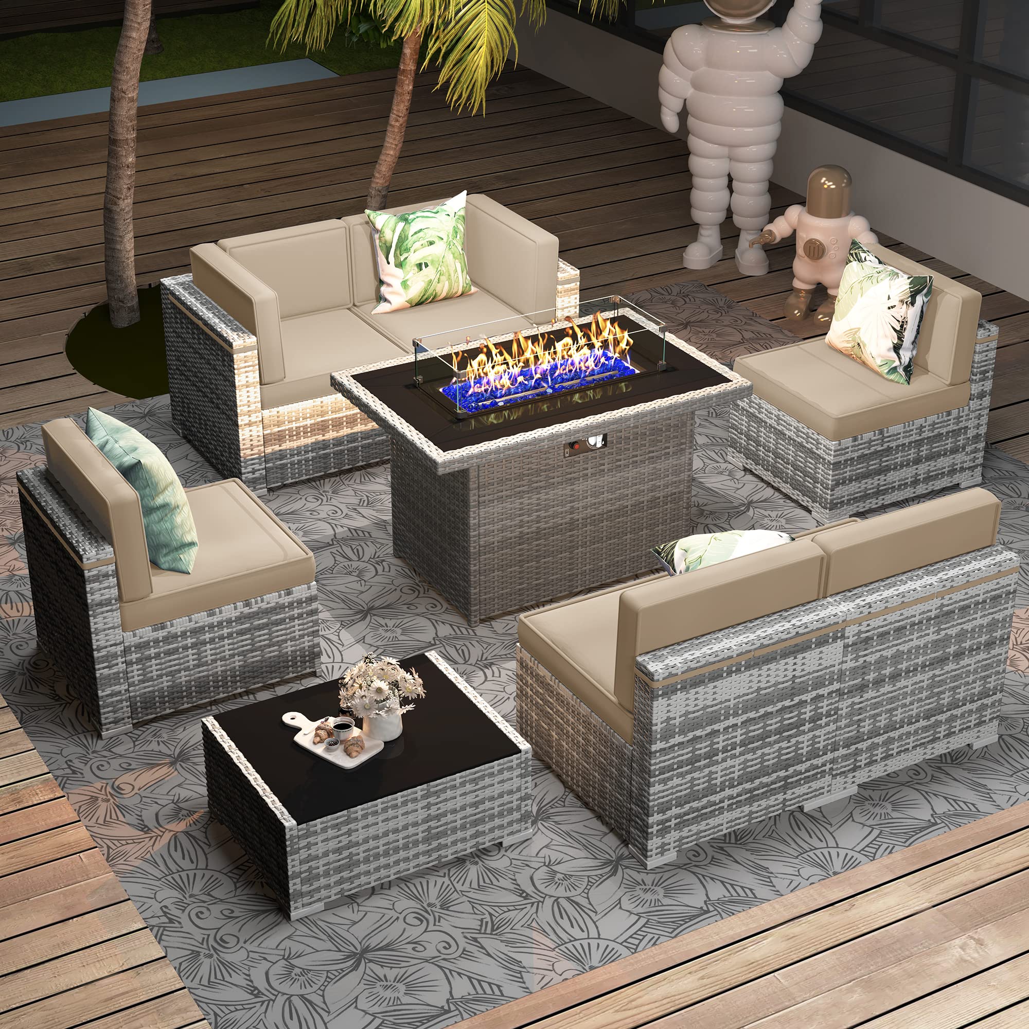 8-Piece Outdoor Patio Furniture Set with 44