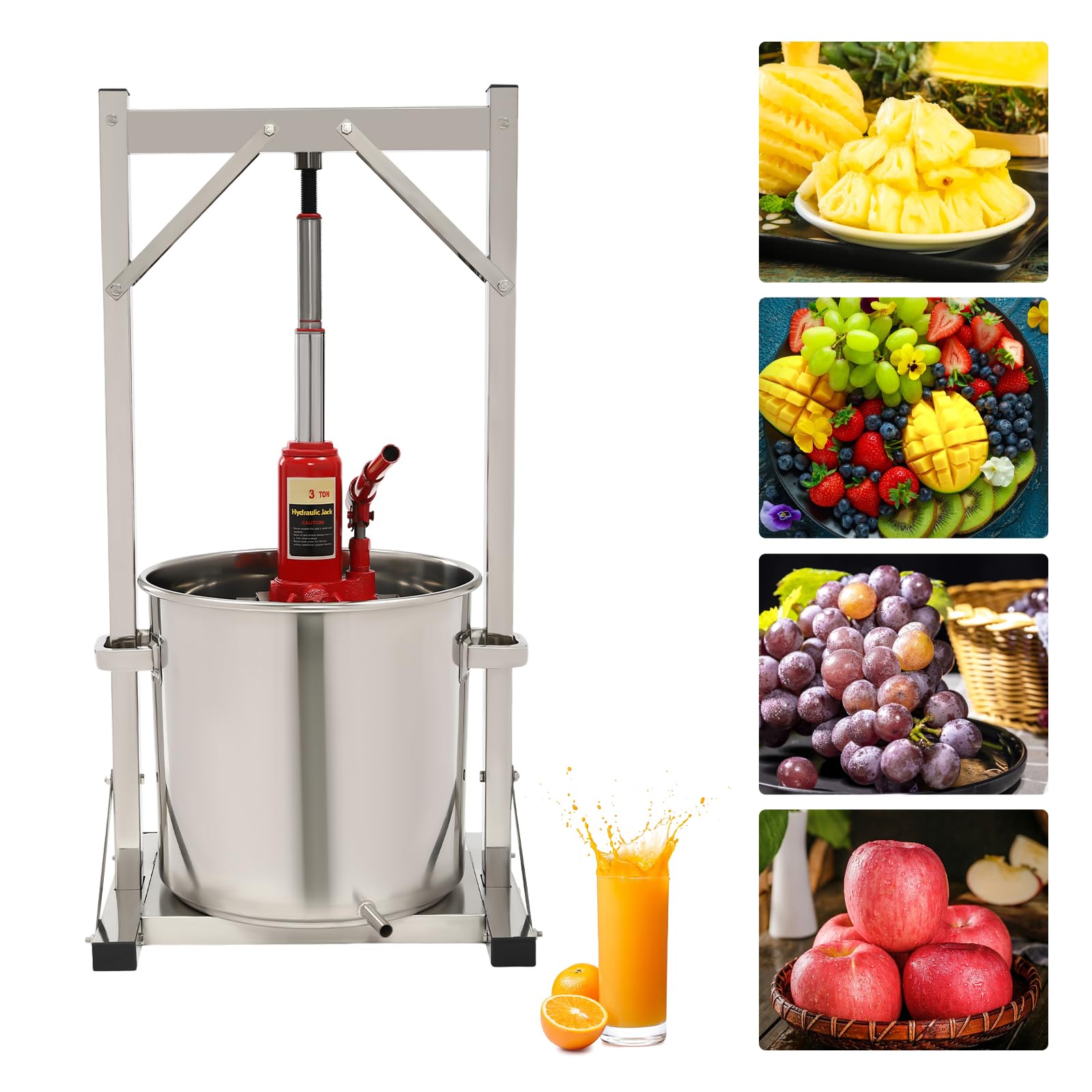 Stainless Steel 22L/5.8 Gallon Fruit Wine Press & Cider Press with Dual Barrels - Manual Juice Extractor for Apple, Grape, Berries - Perfect for Home Brewing, Winemaking & Olive Oil Extraction