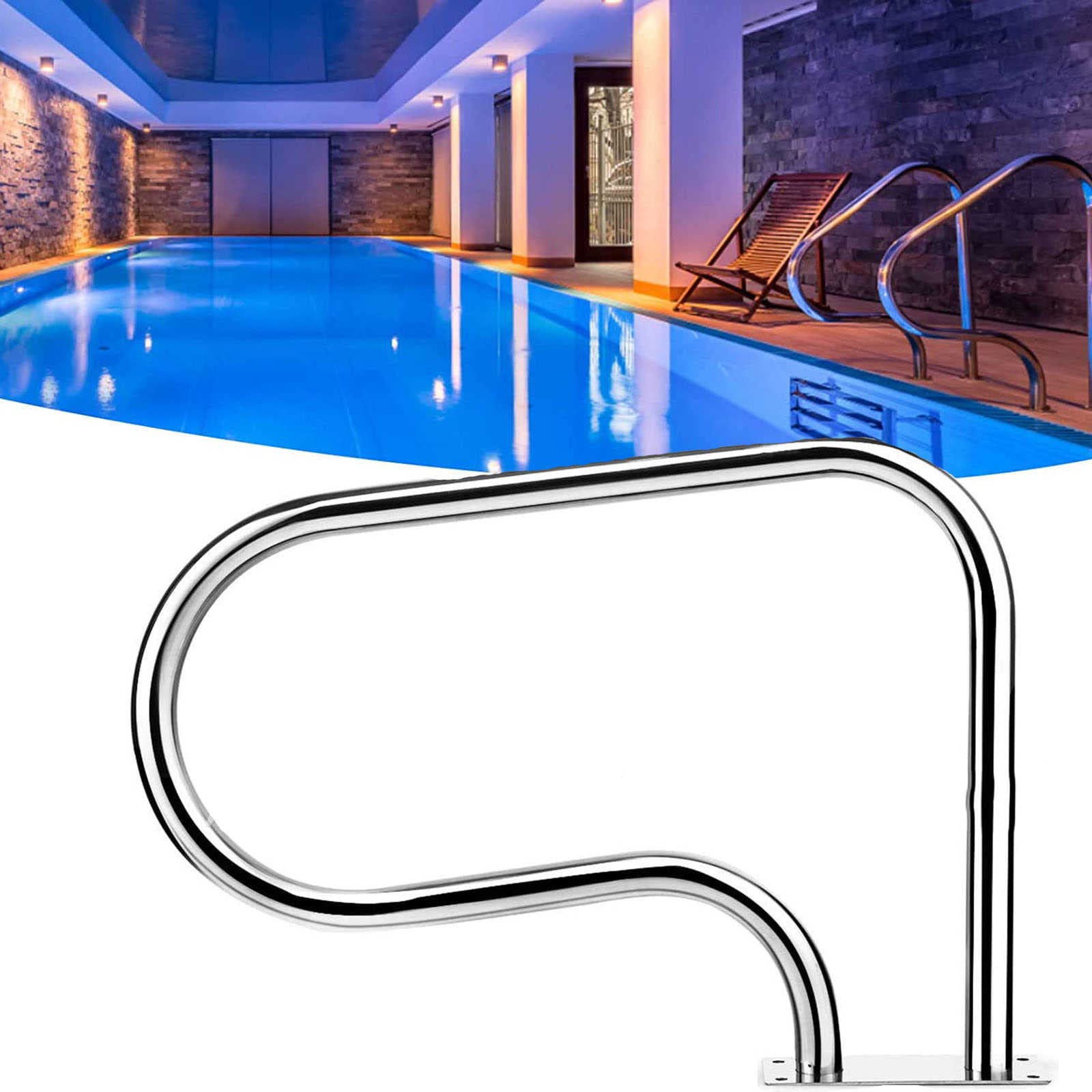 3-Bend Swimming Pool Safety Handrail - Deck Mounted Grab Rail for Inground Pools | Non-Slip Pool Ladder Handle for Safe Entry/Exit | Perfect for Elderly, Kids & ADA Compliance