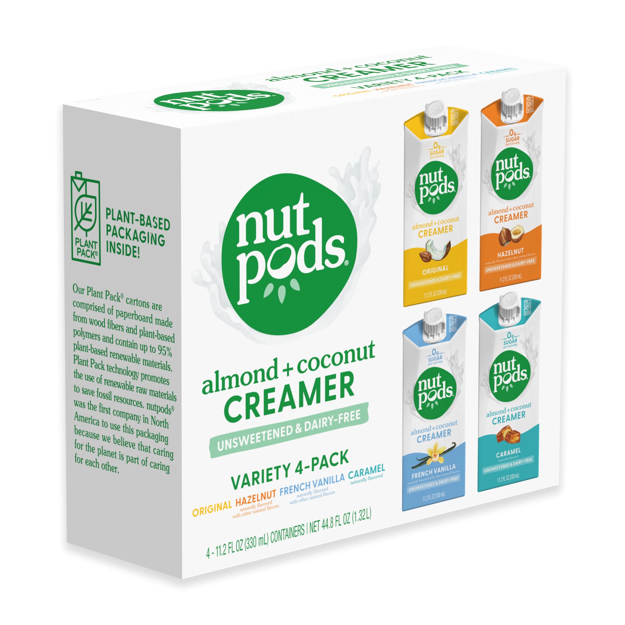 Nutpods Non-Dairy Coffee Creamer Bundle - 4 Pack Unsweetened Variety & 3 Pack Cookie Butter Creamer | Plant-Based, Keto-Friendly, Vegan | Perfect for Coffee, Tea, Baking & Smoothies