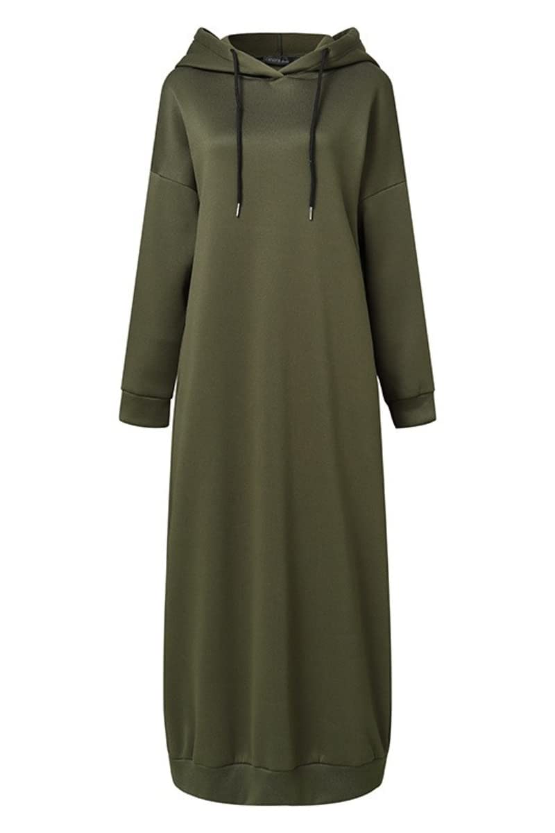 Women's Maxi Long Hoodie Dress - Soft Pullover Sweatshirt for Muslin Girls | Loose Fit Casual Dress for Spring, Fall, Winter | Perfect for Lounge Wear, Street Fashion & Layering Outfits