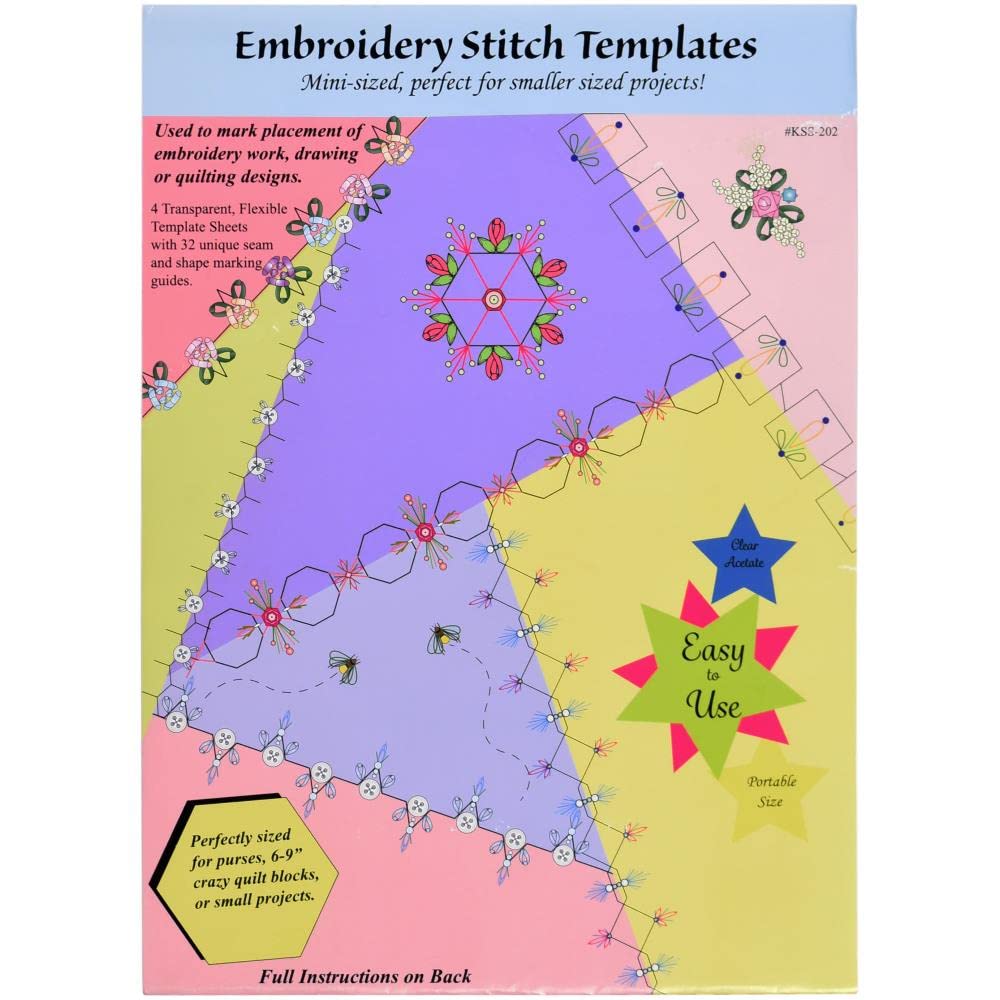 Creative Impressions 4-Piece Embroidery Template Set - Perfect for DIY Sewing, Quilting & Fabric Crafts