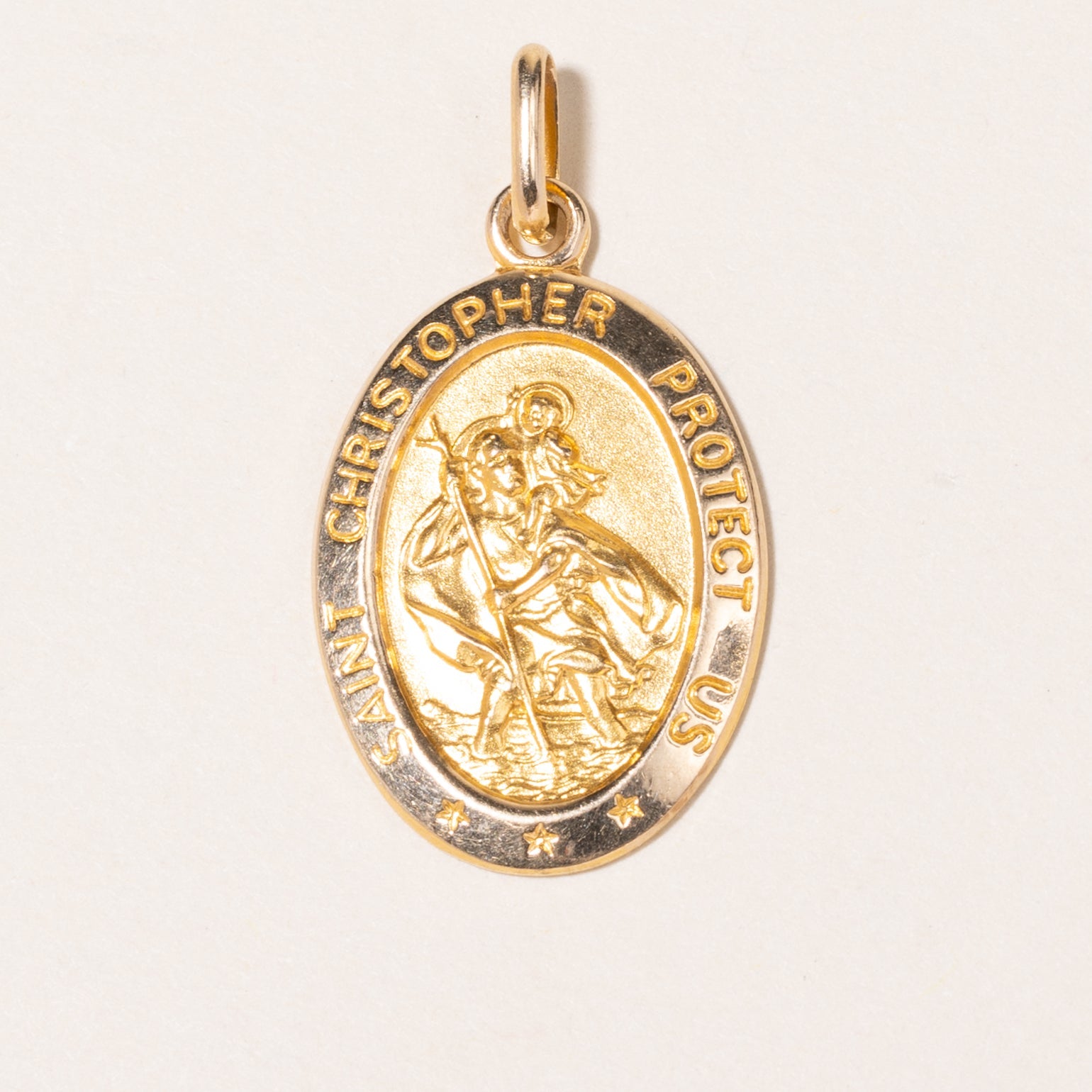 10K Yellow Gold Saint Christopher Medallion Pendant for Men - Religious Necklace Jewelry Gift for Travel Protection & Catholic Faith - Perfect for Daily Wear, Baptism & Blessings