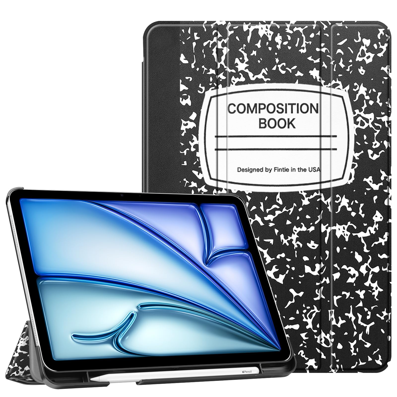 Fintie SlimShell Hard Protective Case for iPad Air 11-inch (M3 2025/M2 2024) & 10.9-inch (5th Gen 2022/4th Gen 2020) - Lightweight iPad Cover with Apple Pencil Holder, Composition Book Design | Perfect for Work, School & Travel