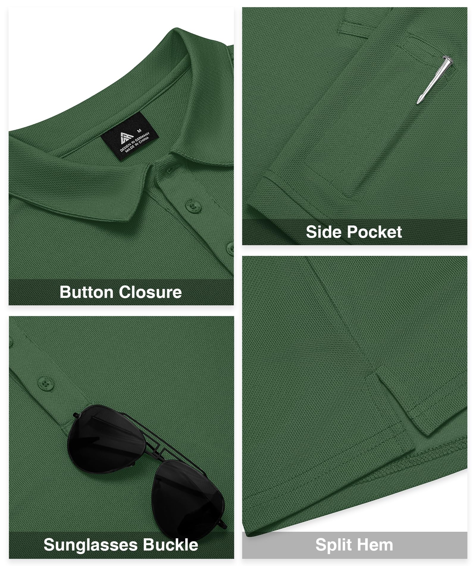 ZITY 3 Pack Men's Tactical Polo Shirts - Moisture Wicking Golf Shirts with Pocket, Breathable Short Sleeve Performance Shirts for Summer, Sports & Outdoor Activities | Perfect for Golf, Hiking, Camping & Casual Wear