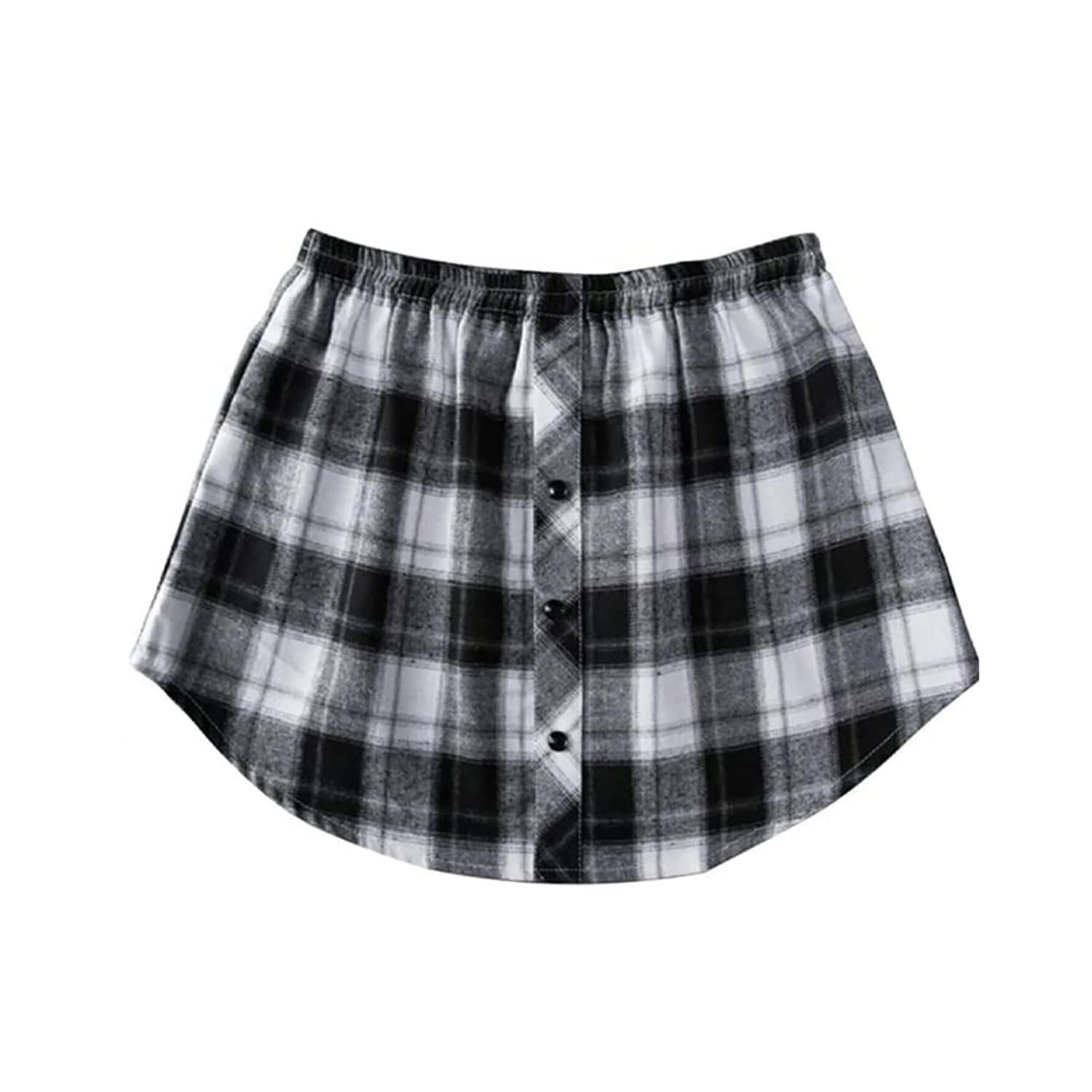 Owneroak Women's Adjustable Layering Shirt Extenders - Plus Size Fake Top Lower Sweep Skirt (XXX-Large, Black & White Grid) | Perfect for Layering, Tunic Extensions & Modest Fashion Outfits